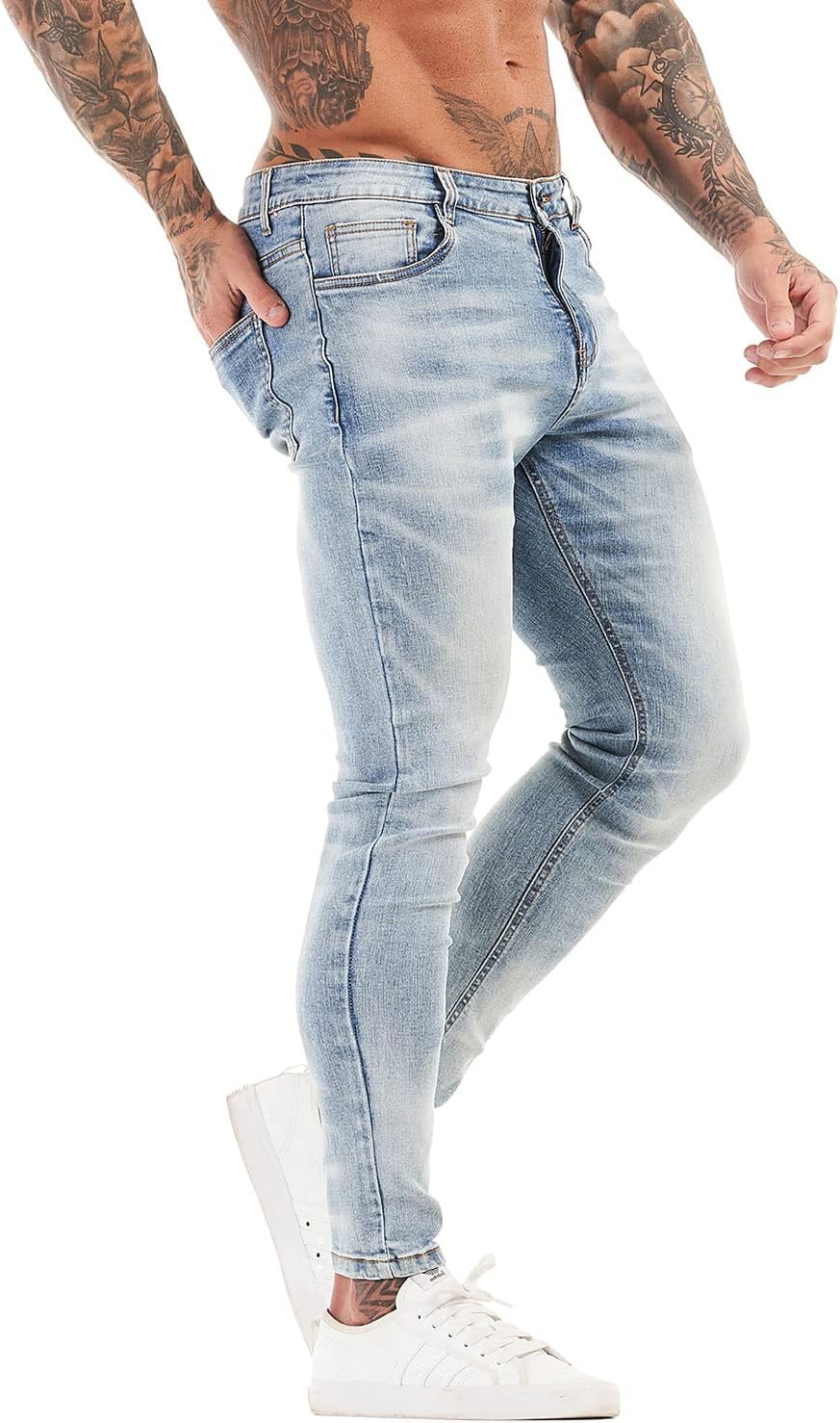 GINGTTO Skinny Jeans Men Stretch Tapered Leg Slim Fit 28/30//32 in