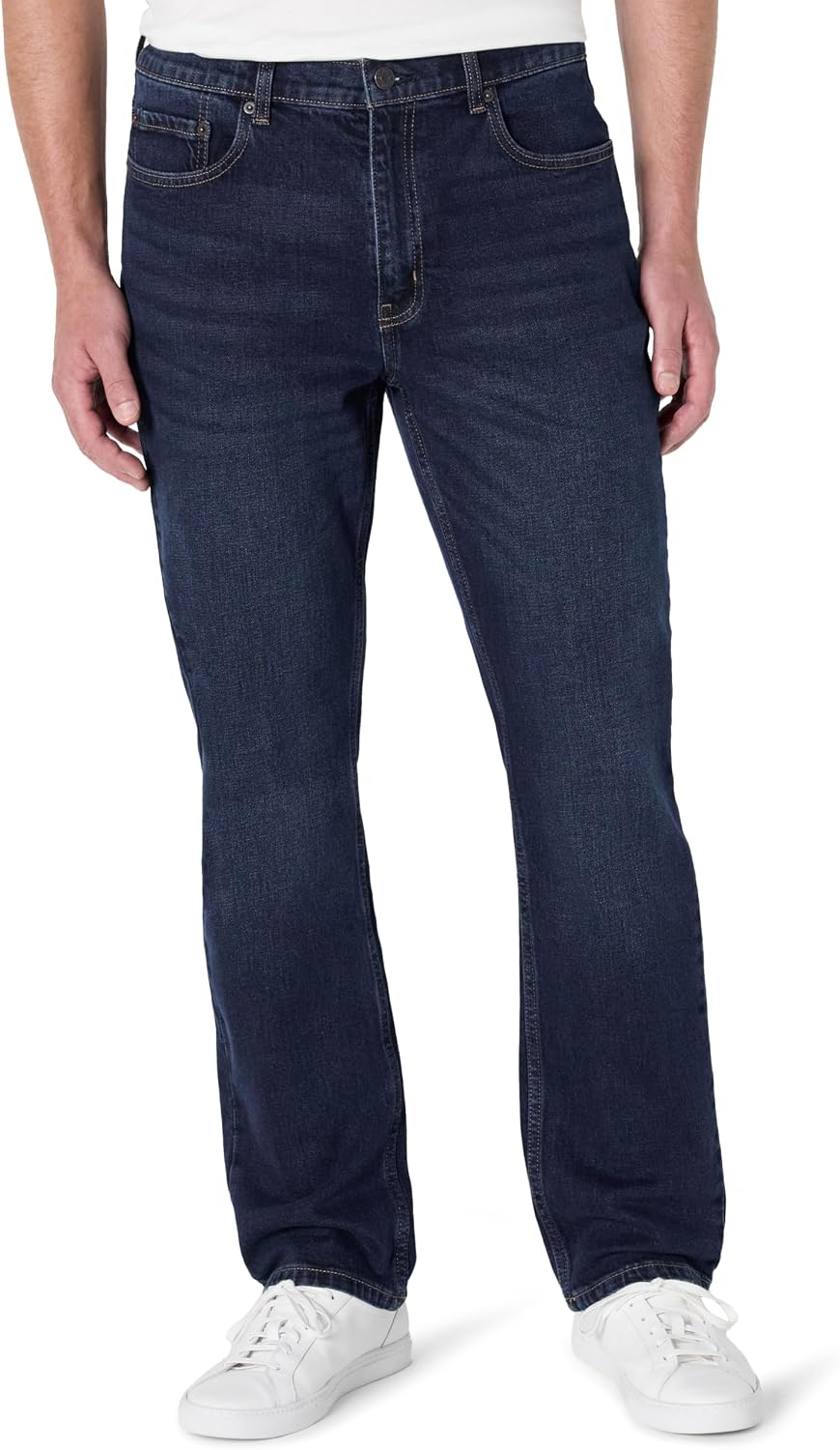 Amazon Essentials Men's Straight-Fit Jeans, Midweight Vintage Inspired Denim, Fitted Through Hip and Thigh