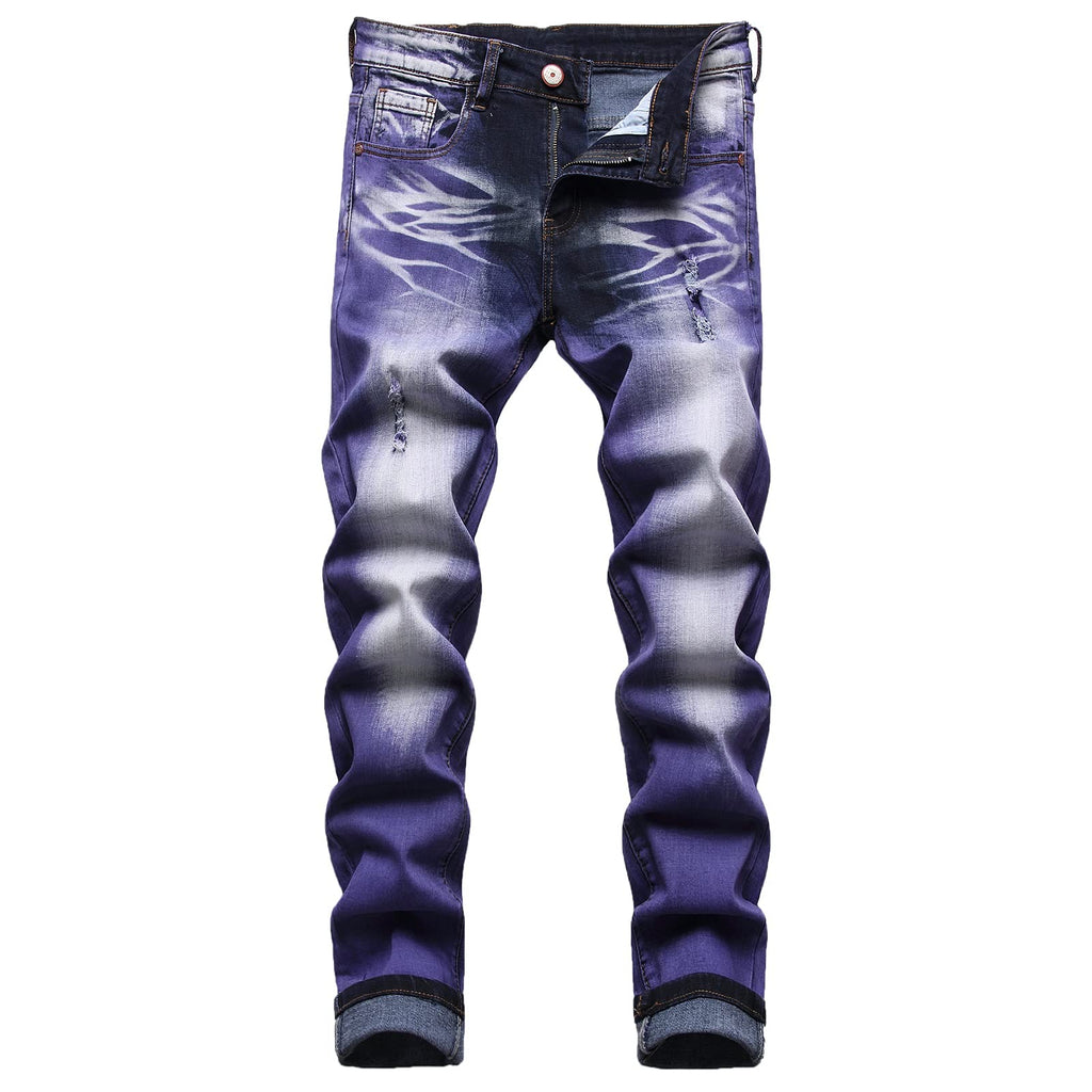JUNBAOSS Men's Slim Fit Stretch Jeans Ripped Skinny Jeans for Men, Distressed Straight Leg Fashion Comfort Flex Waist Pants