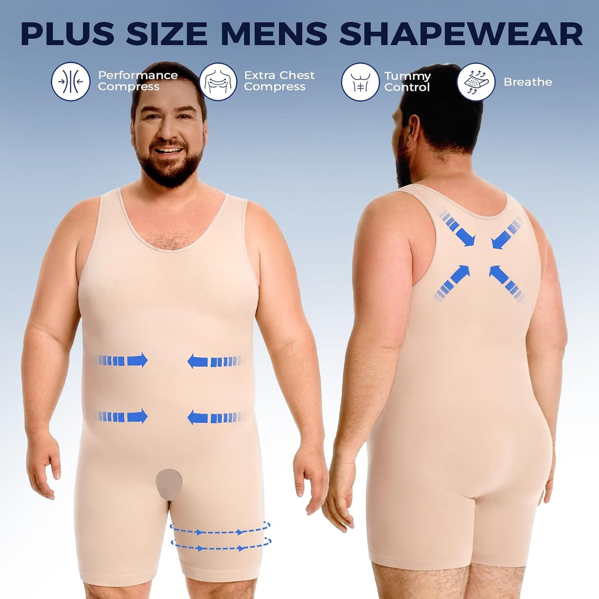 Plus Size Mens Tummy Control Shapewear Fajas Para Hombres Bodysuit