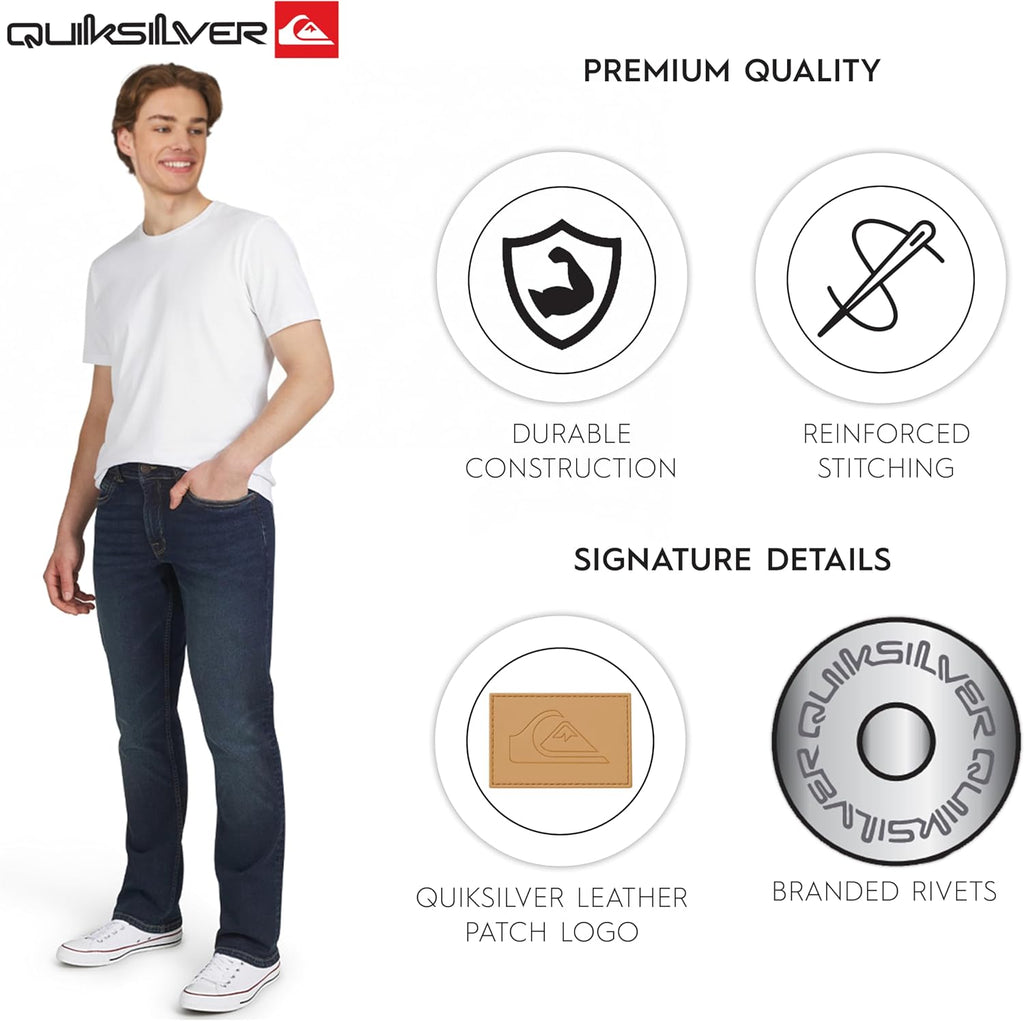 Quiksilver Men's 5 Pocket Straight Fit Stretch Waist Denim Jeans