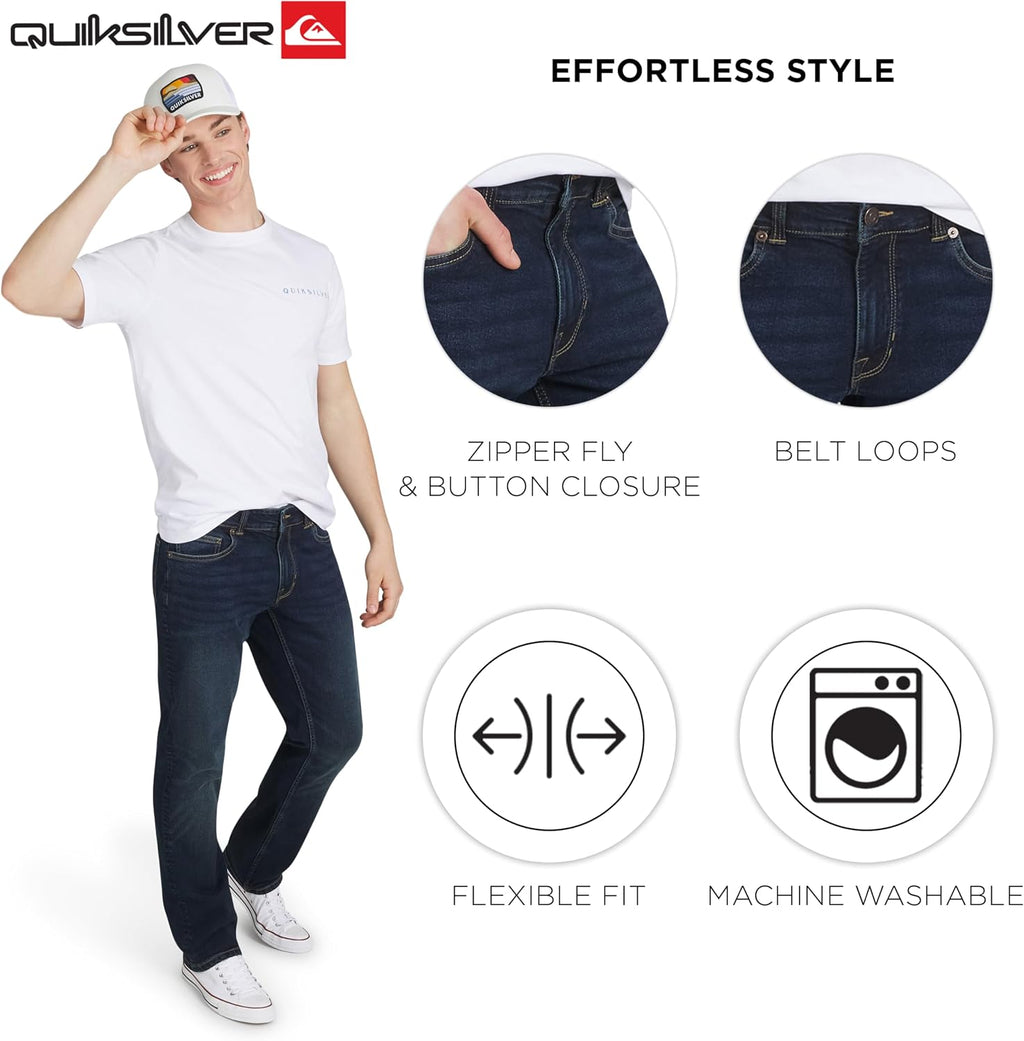 Quiksilver Men's 5 Pocket Straight Fit Stretch Waist Denim Jeans