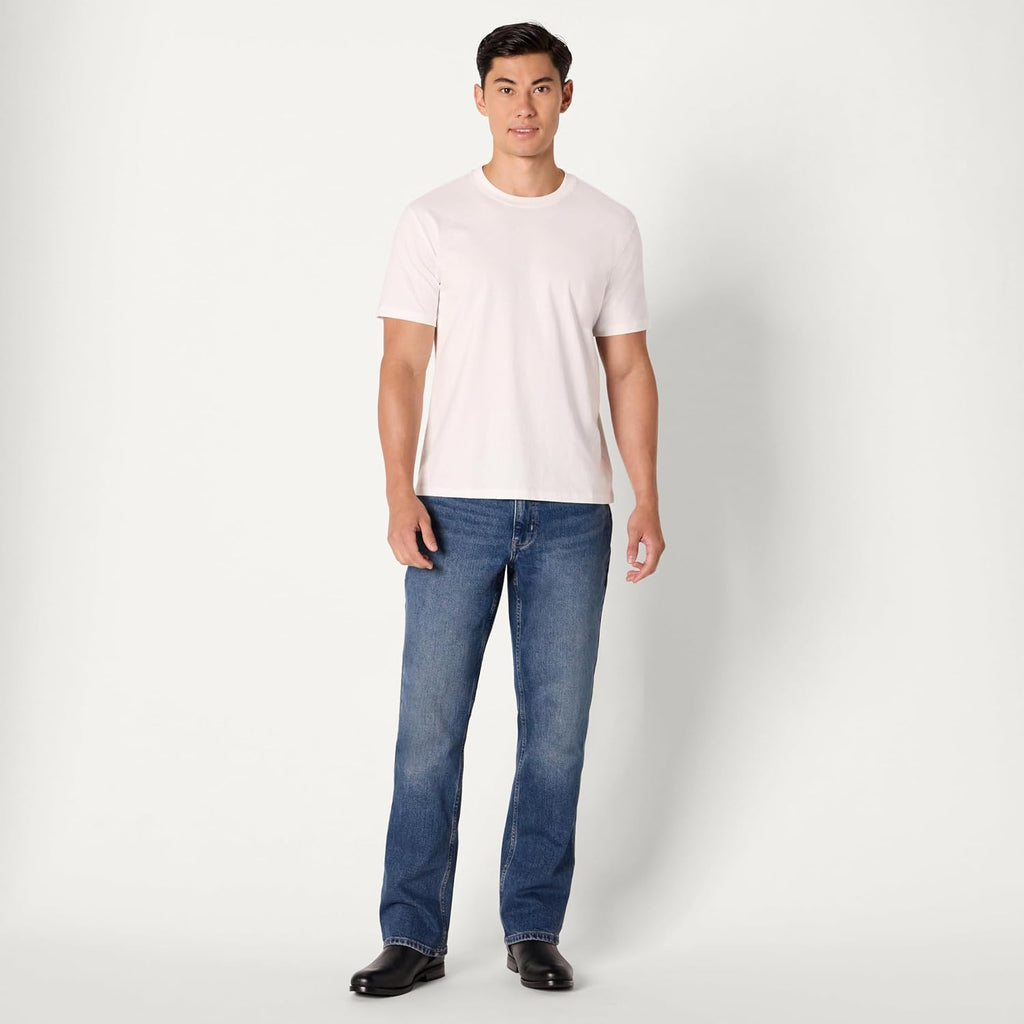 Amazon Essentials Men's Heavyweight Denim Straight-Fit Bootcut Jeans with 5 Pocket Styling, Zip Fly, Stretch