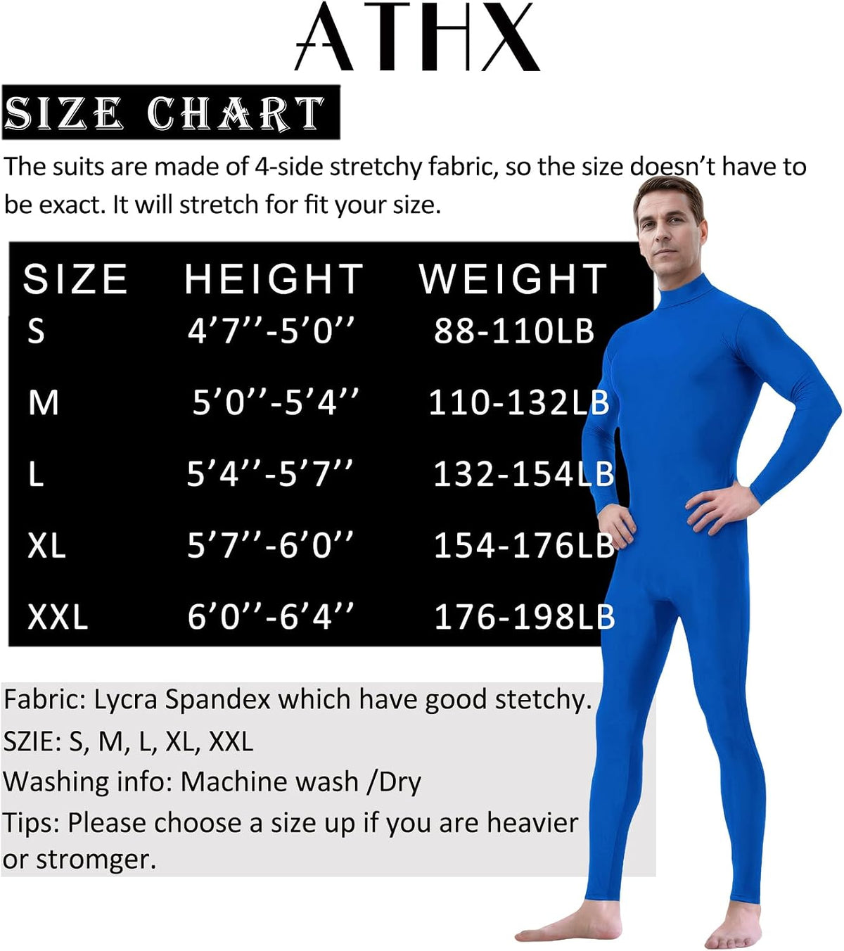 ATHX Men's and Women's Bodysuit Costume One Piece Unitard Halloween Spandex Skin Suit Cosplay Stretchy Full Body Zentai Suit