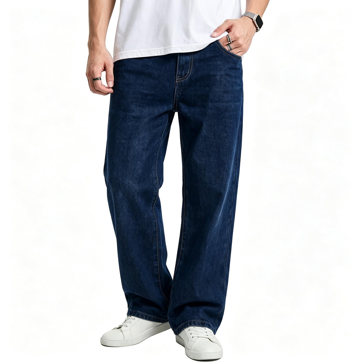 JMIERR Men's Baggy Denim Pants Stretch Wide Leg Jeans