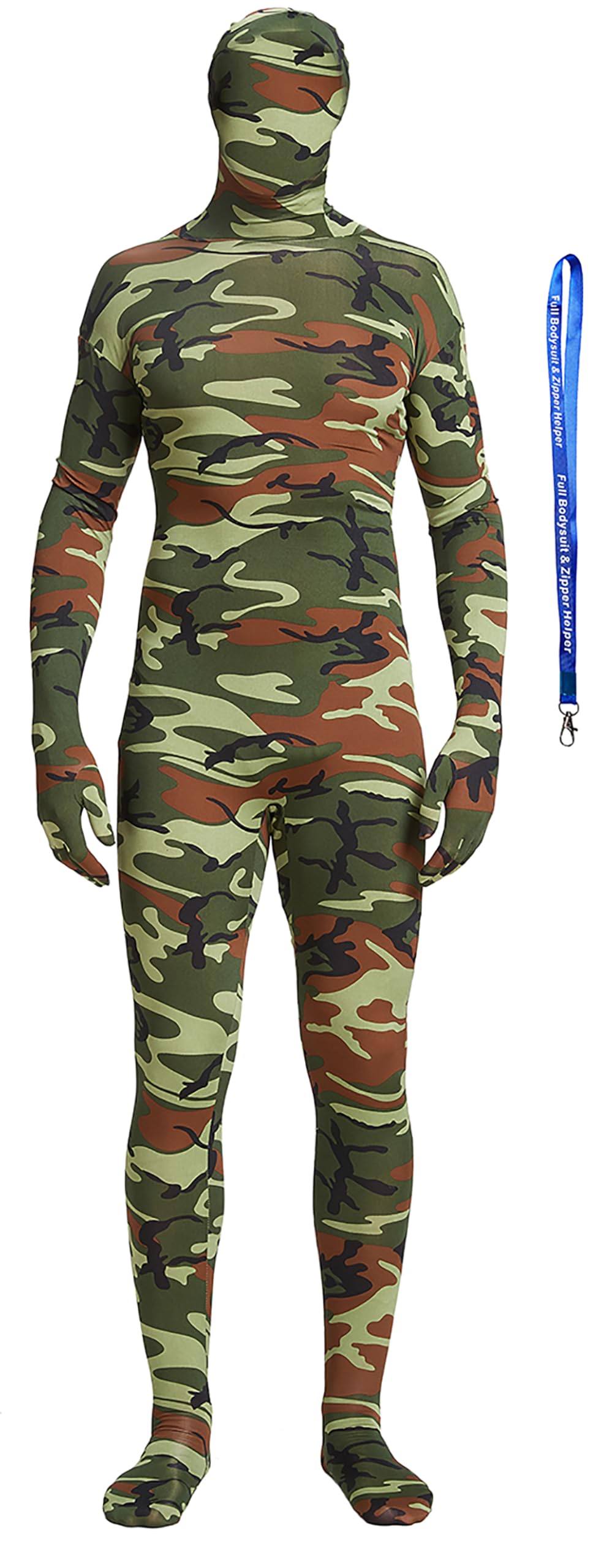 Full Bodysuit Include Zipper Helper Unisex Spandex Stretch Adult Costume Zentai Disappearing Man Body Suit