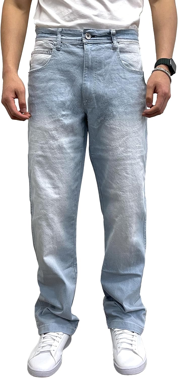 Southpole Mens Mid Rise Stretchable Straight Relaxed Fit Cross Hatch Denim Pants