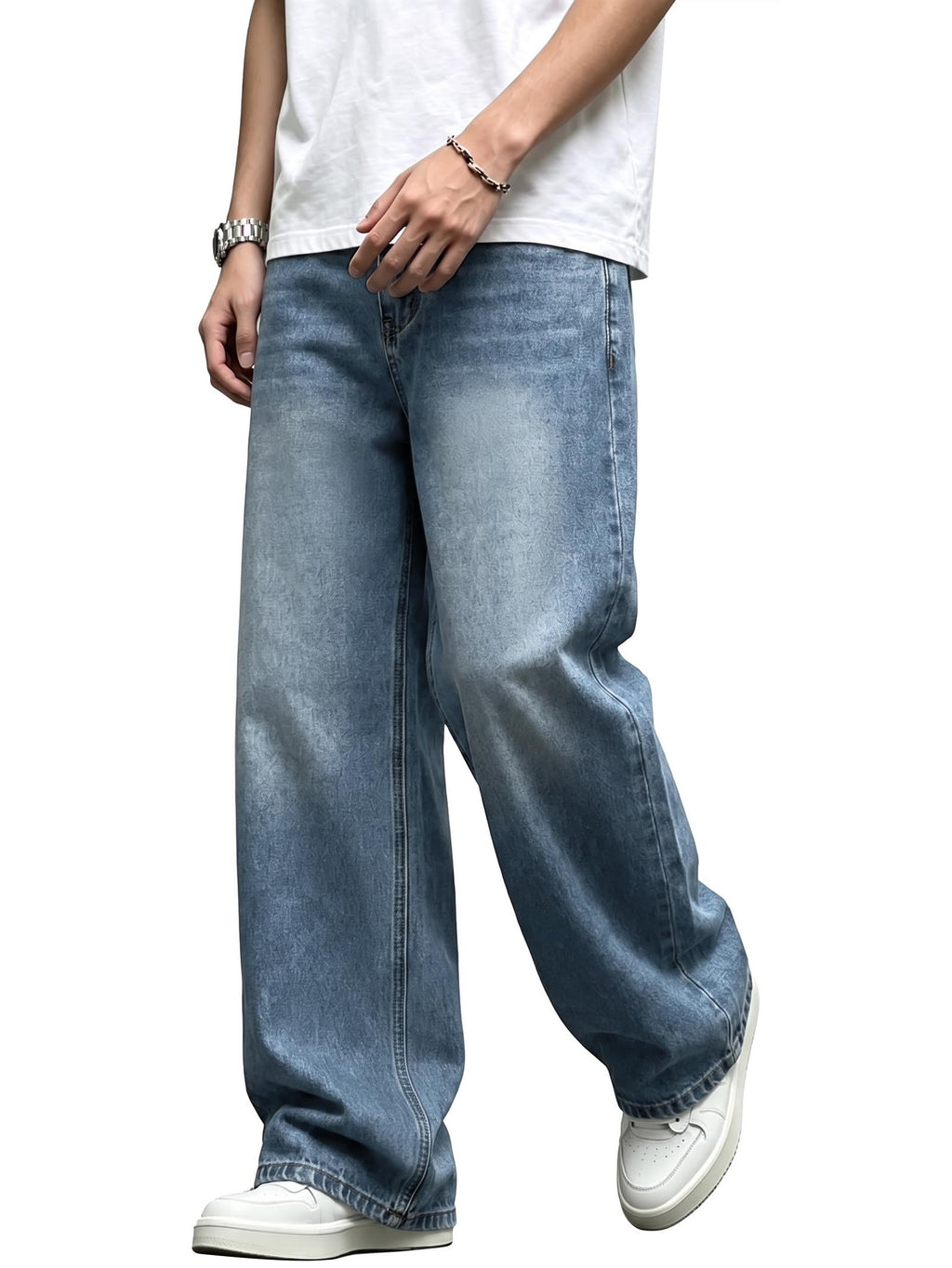 EMMIOL Men's Baggy Jeans Y2K Cargo Jeans Wide Leg Denim Pants