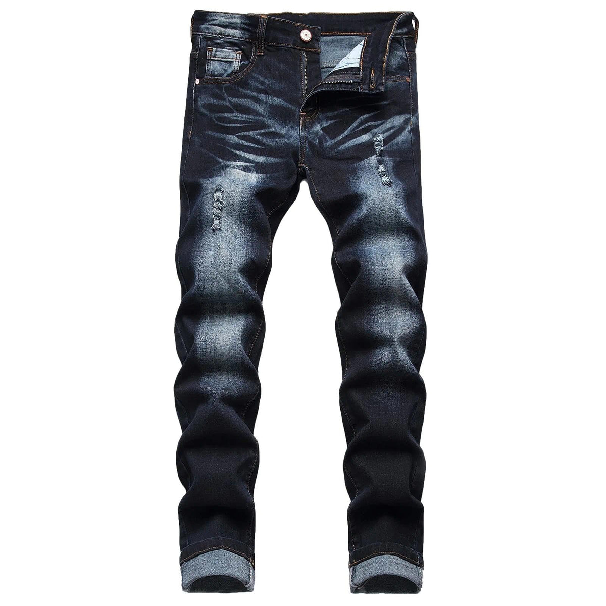 Men's Jeans Slim Fit Stretch Skinny Ripped Jeans for Men Stacked Distressed Straight Pants