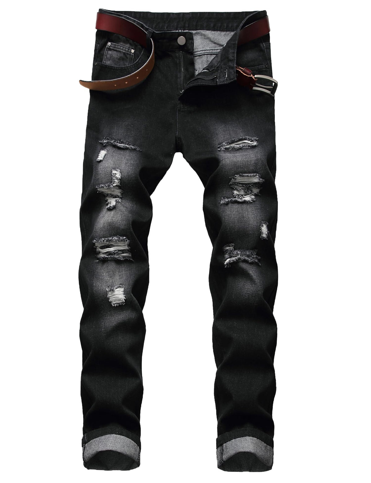 Men's Jeans Slim Fit Stretch Skinny Ripped Jeans for Men Stacked Distressed Straight Pants