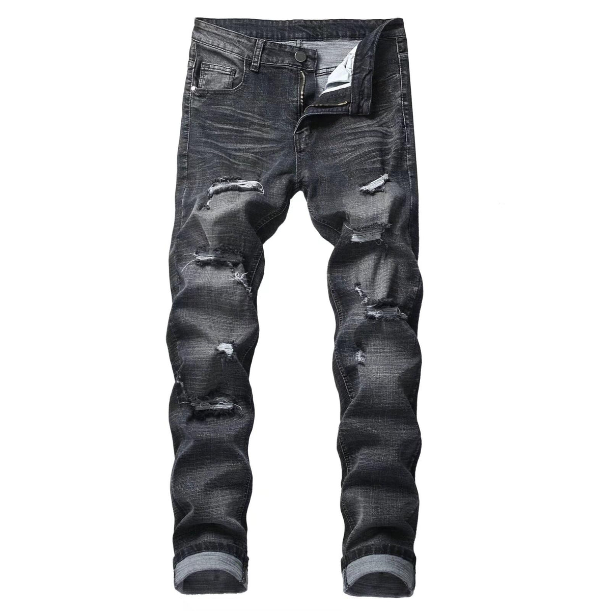 Men's Ripped Skinny Slim Fit Stretch Distressed Destroyed Jeans Denim Pants