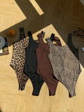 Women's Solid / Leopard Print Overalls Bodysuit, Casual Comfy Sleeveless Bodysuit for Daily Wear, Ladies Clothes for All Seasons Overalls Outfit