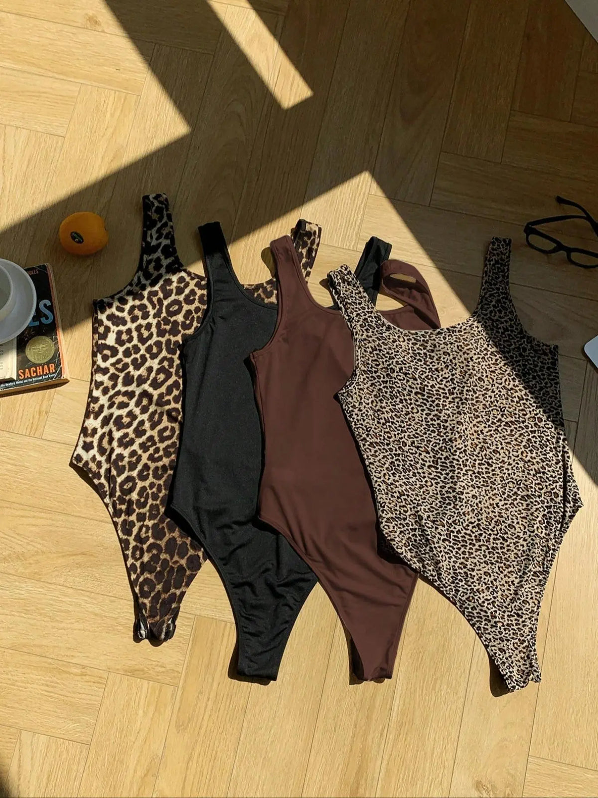 Women's Solid / Leopard Print Overalls Bodysuit, Casual Comfy Sleeveless Bodysuit for Daily Wear, Ladies Clothes for All Seasons Overalls Outfit