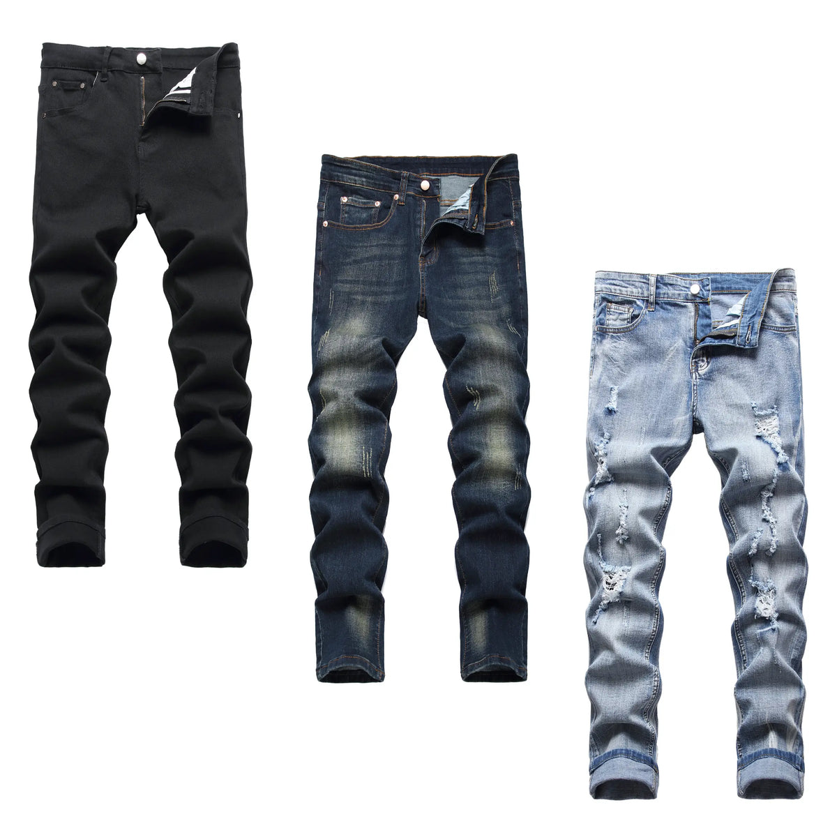 JUNBAOSS Men's Multi Pack Slim Fit Stretch Jeans Colored Skinny Jeans for Men, Distressed Straight Leg Casual Fashion Comfort Flex Waist Denim Pants, Menswear Classic Street Style Cotton Fabric Jean Natural Hipster Personalized Stylish Streetwear Jeans su