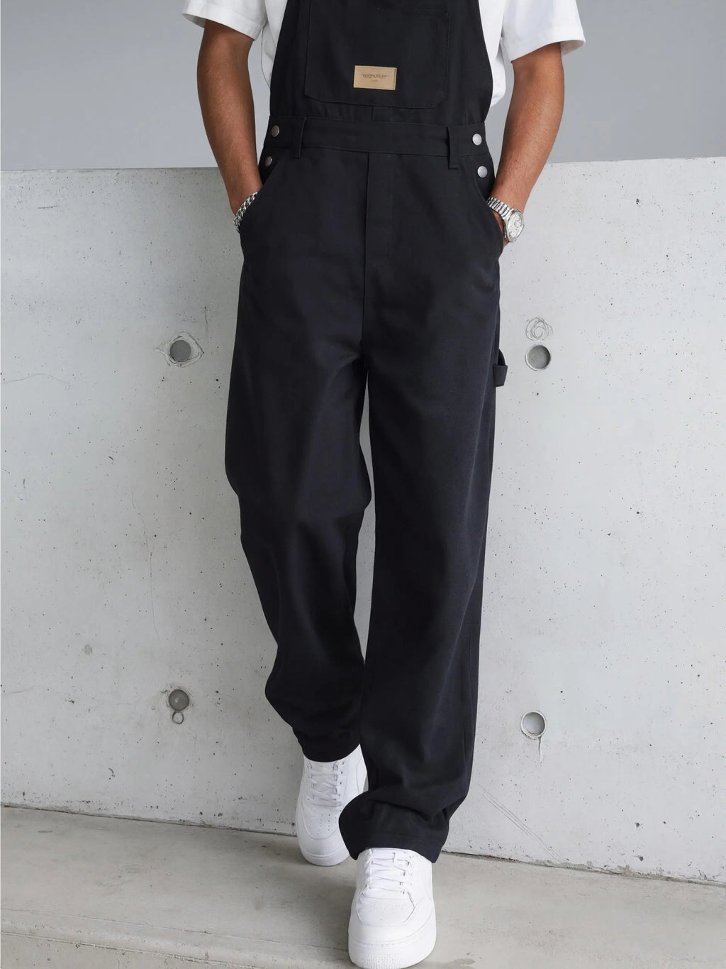 Men's Black Denim Overalls,Black Wide Leg Cargo Dungarees,Y2K Streetwear Classic Workwear Bib Overalls,Summer Casual Clean Fit Jumpsuit