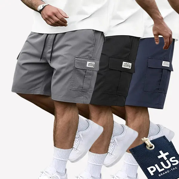 Men's Plus Size 3-Piece Plain Shorts Set - Earth Yellow, Black, Gray, Blue, Knee Length, Polyester, Slanted Pockets, Menswear, Sportswear, Activewear, Athletic, Versatile Casual Summer Outing & Travel Wear