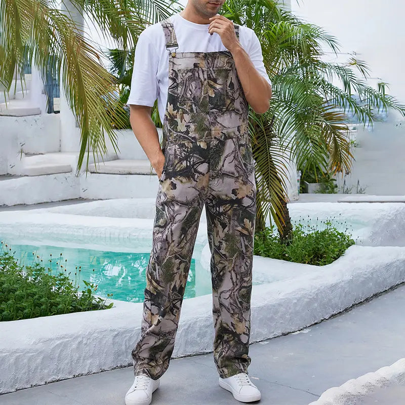 YUANBANG Stretchy Men's Camo Overalls Football Halloween Denim Camouflage Romper Fall Hunting Bib Turkey Season Gear Outdoor Fashion Pattern Coveralls Y2k Menswear Outfits Country Stuff Clothes Adjustable Straps Jumpsuit Winter Casual Pant Christmas Gifts