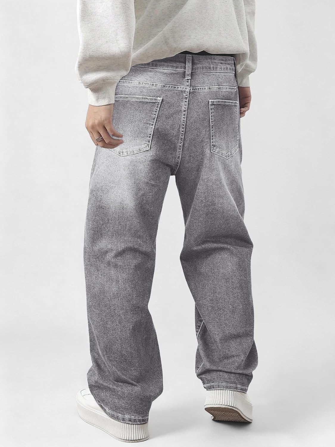 JMIERR Men's Baggy Y2K Jeans Stretch Loose Fit Wide Leg Denim Pants