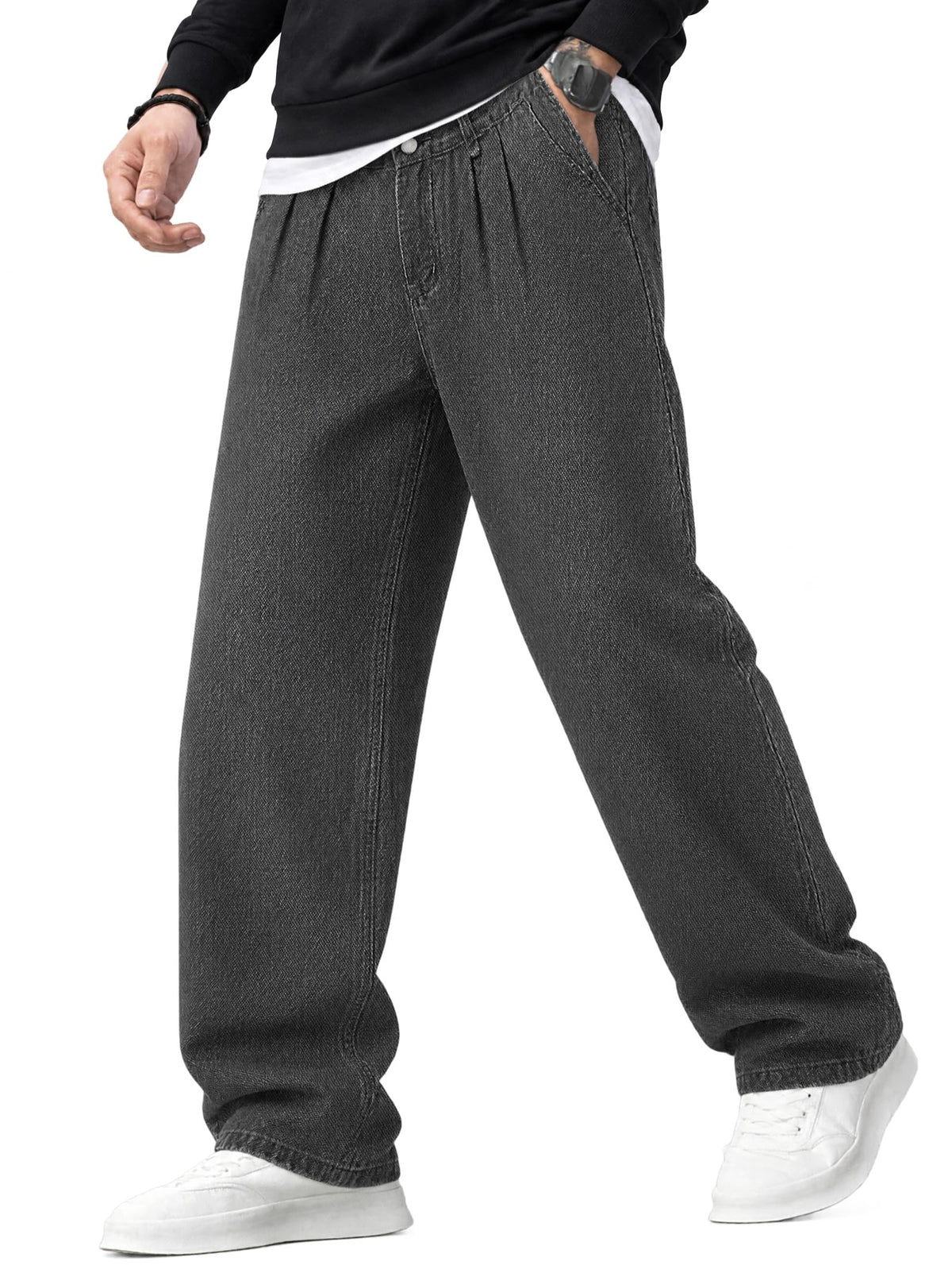 EMMIOL Men's Baggy Jeans Y2K Cargo Jeans Wide Leg Denim Pants