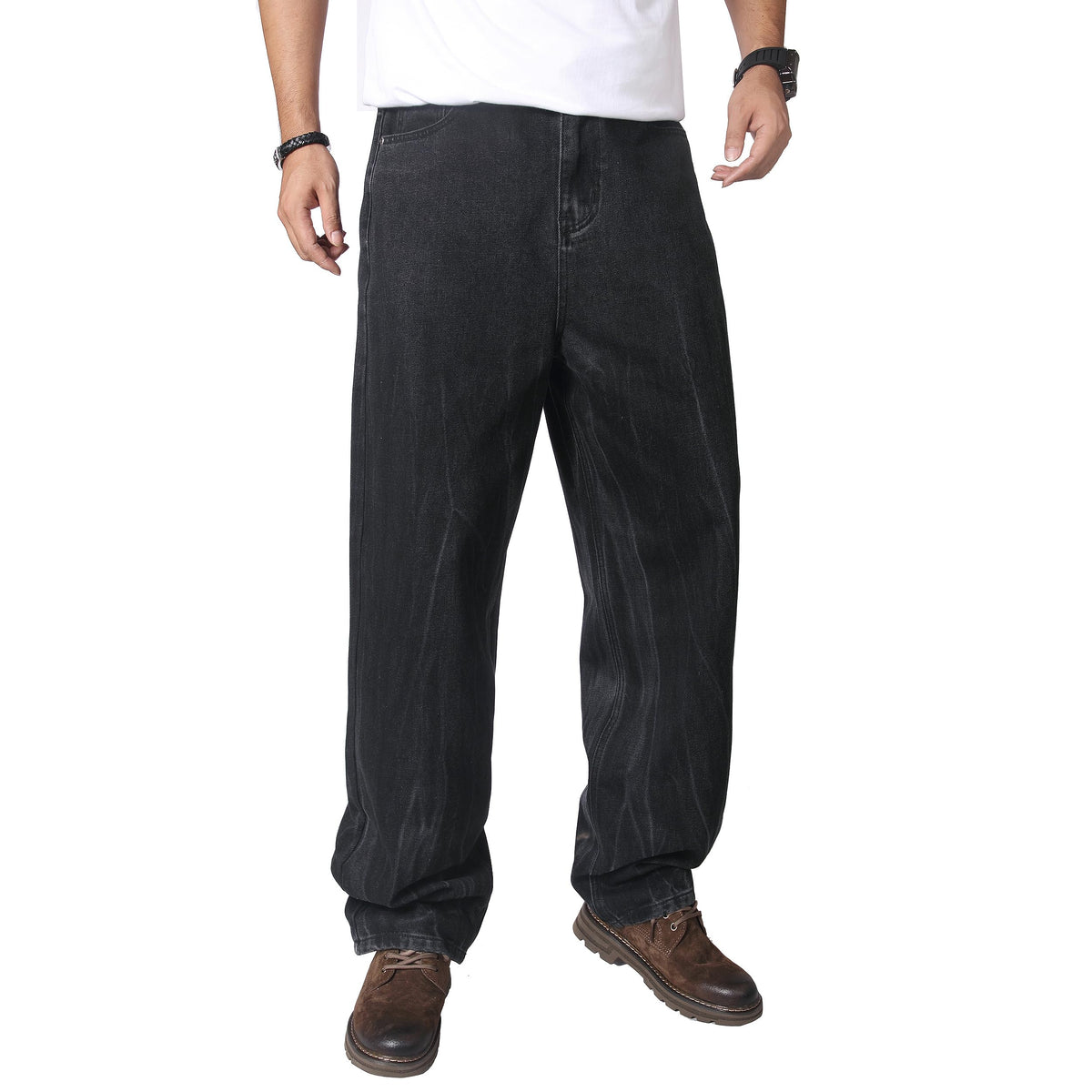 AITITIA Men's Wash Wide Leg Baggy Jeans