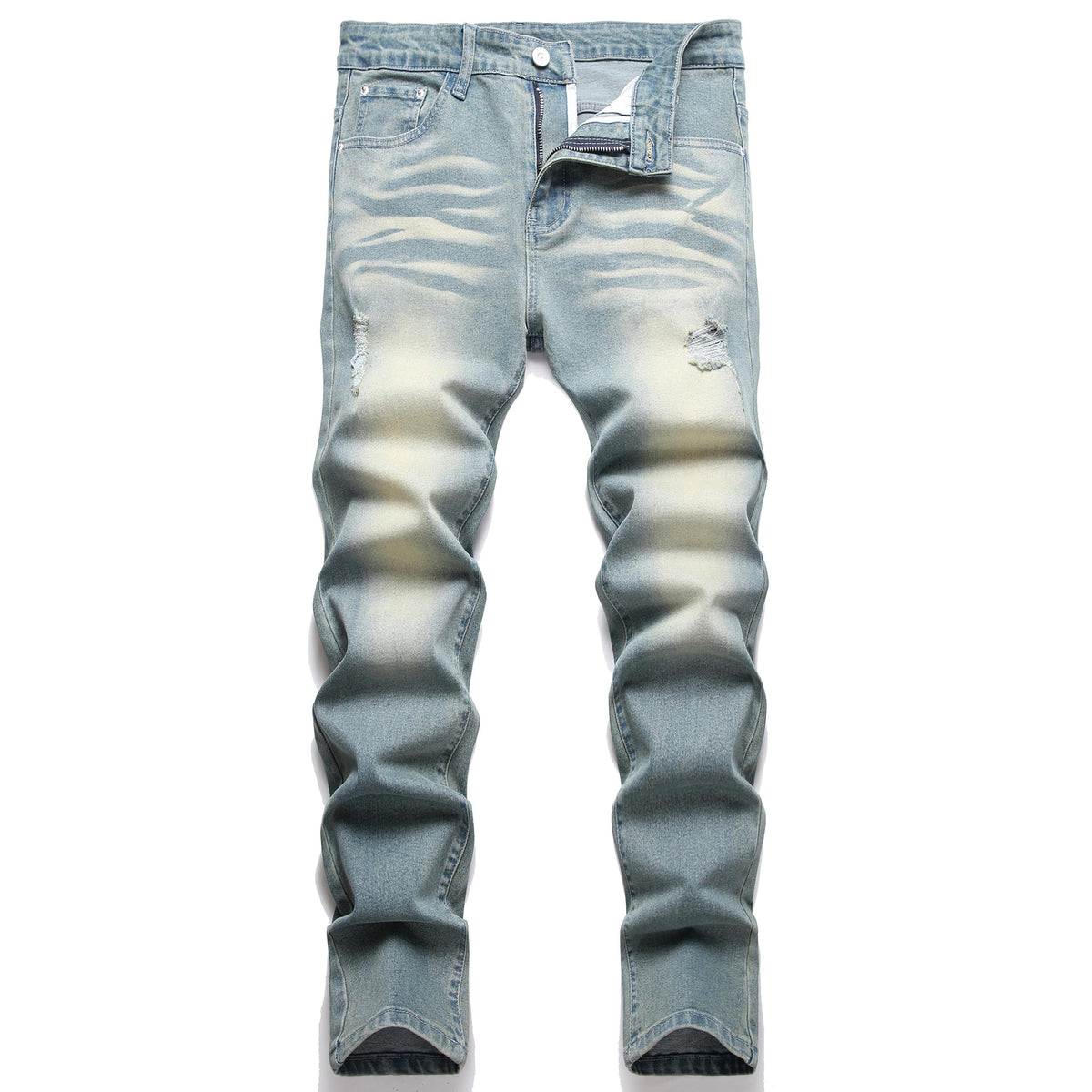 LZLER Mens Ripped Jeans,Distressed Destroyed Slim Fit Straight Leg Denim Pant with Holes