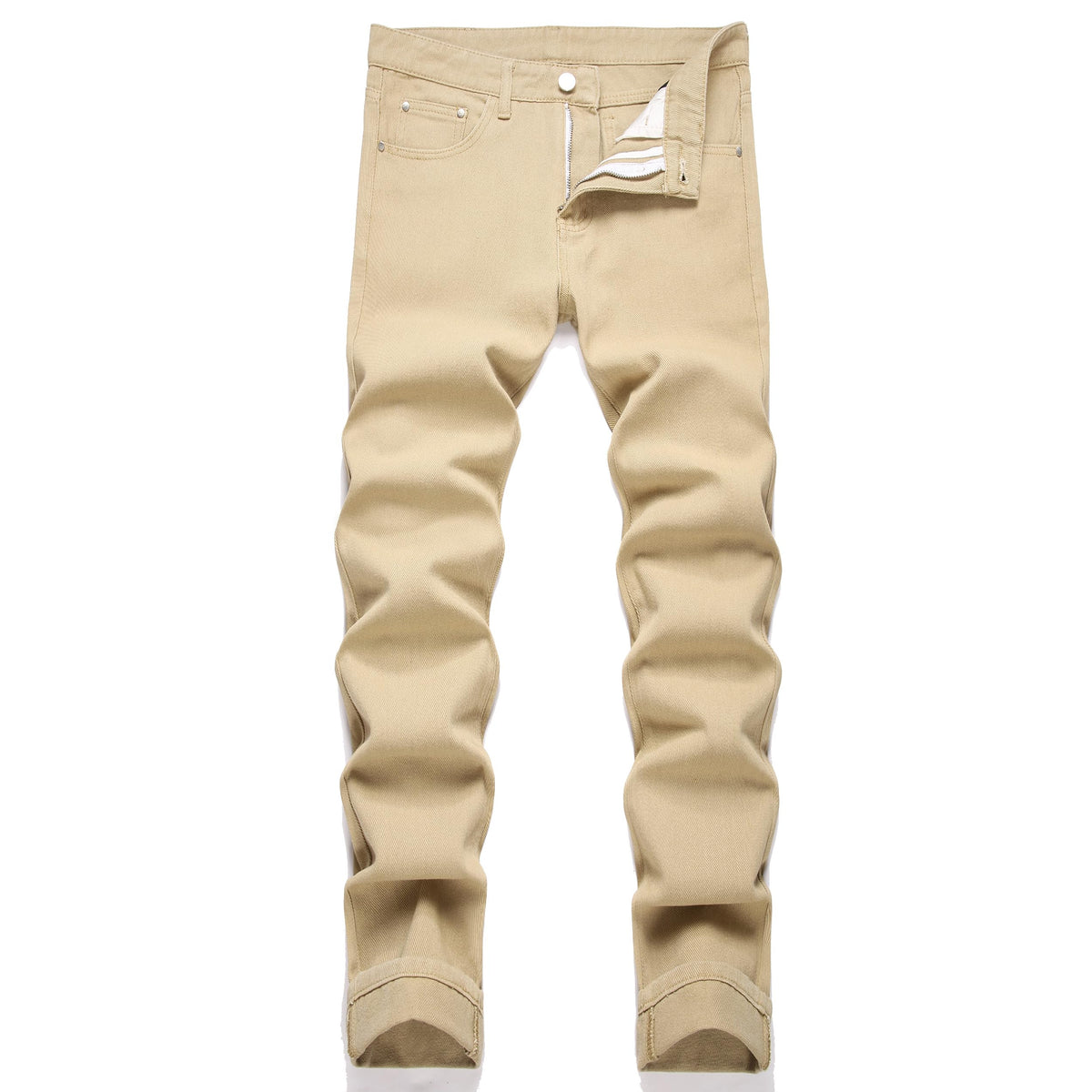 OIIIO Men's Ripped Slim Fit Straight Leg Jean Denim Pant