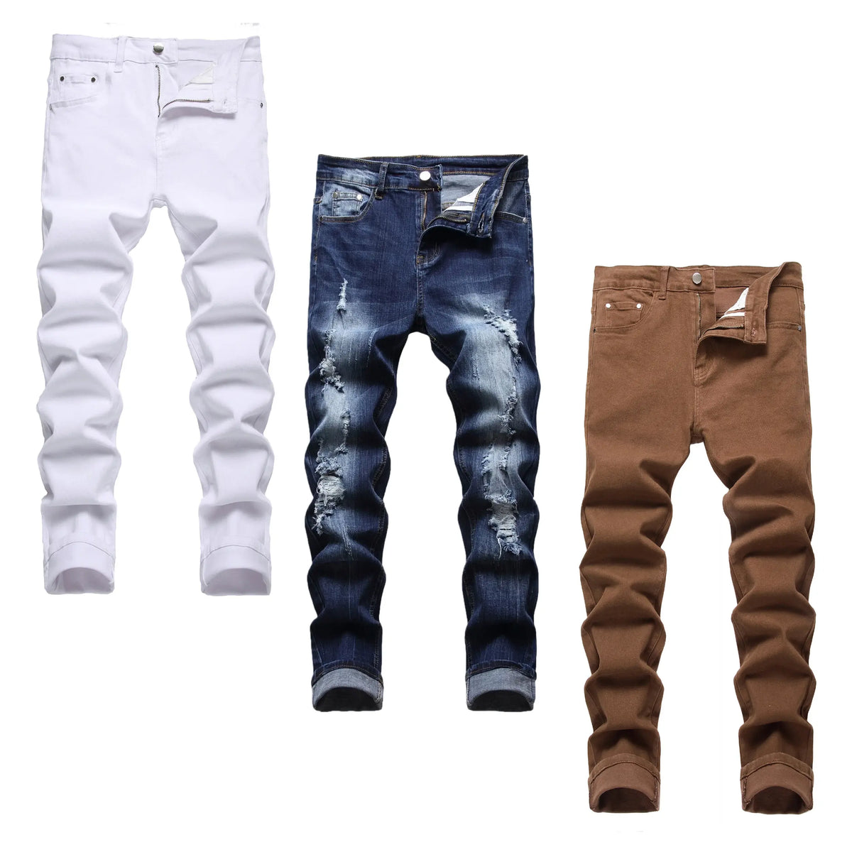 JUNBAOSS Men's Multi Pack Slim Fit Stretch Jeans Colored Skinny Jeans for Men, Distressed Straight Leg Casual Fashion Comfort Flex Waist Denim Pants, Menswear Classic Street Style Cotton Fabric Jean Natural Hipster Personalized Stylish Streetwear Jeans su