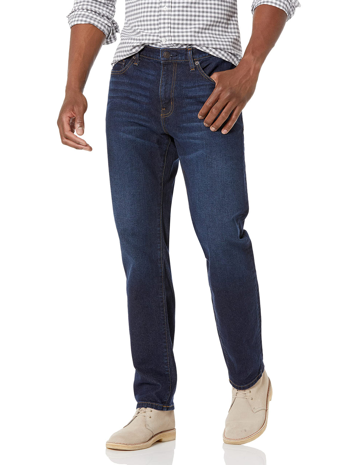 Amazon Essentials Men's Straight-Fit Stretch Jean, Light-Stretch Denim
