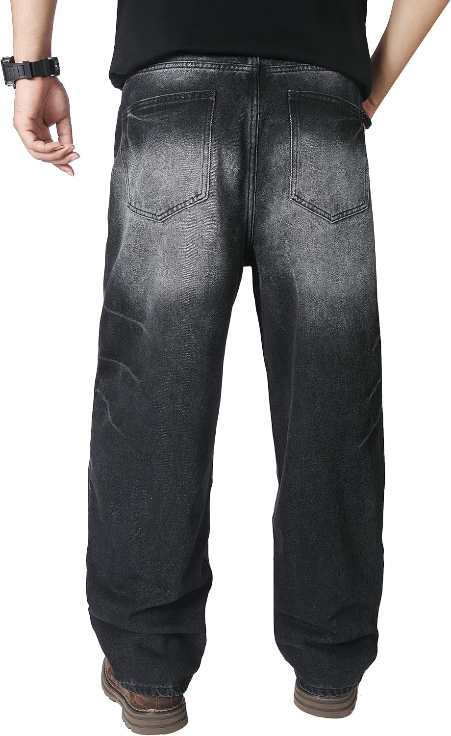 AITITIA Men's Wash Wide Leg Baggy Jeans
