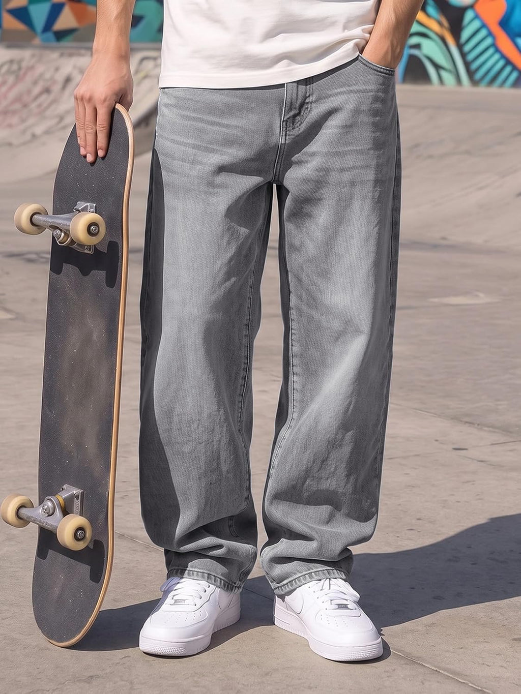 JMIERR Men's Baggy Y2K Jeans Stretch Loose Fit Wide Leg Denim Pants