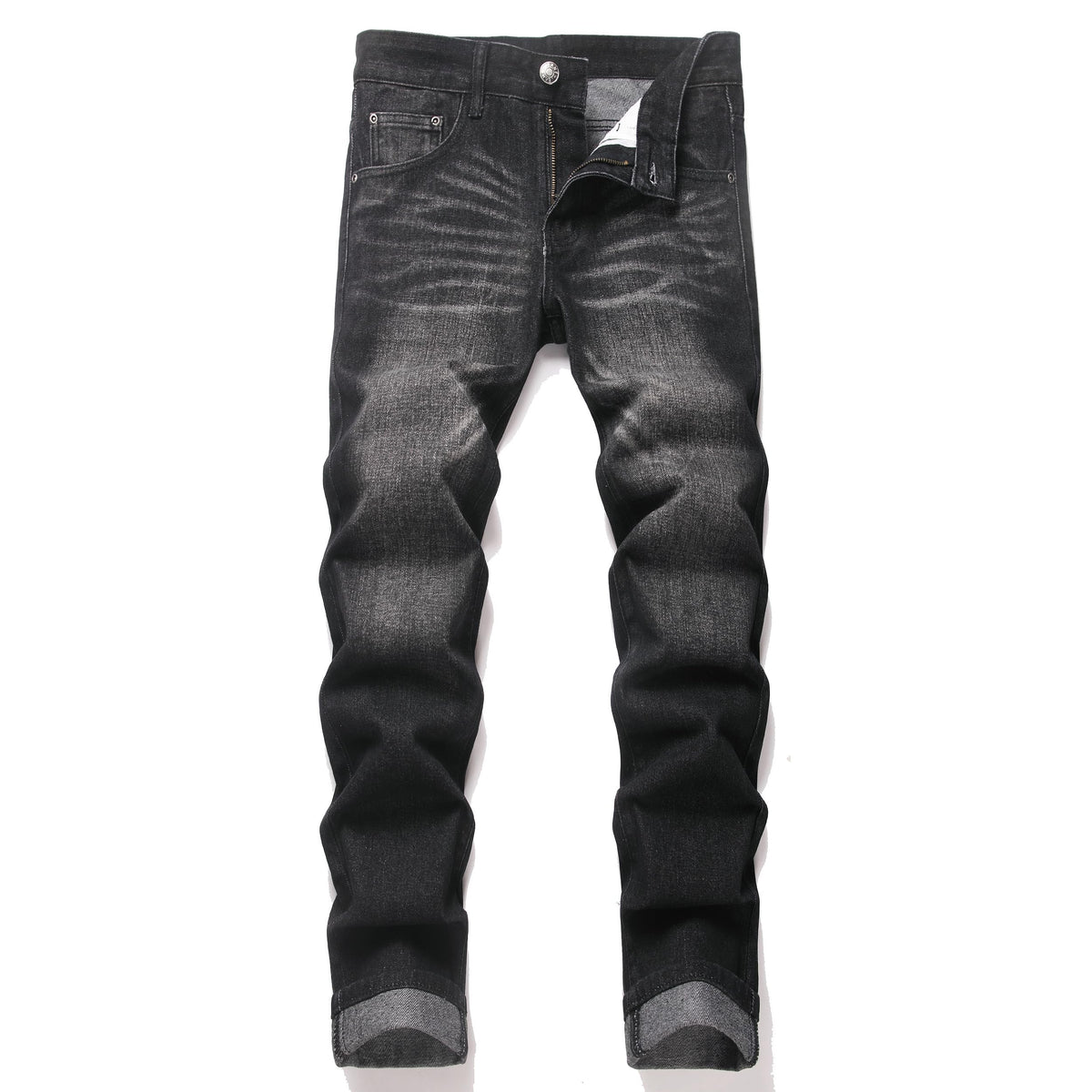OIIIO Men's Ripped Slim Fit Straight Leg Jean Denim Pant
