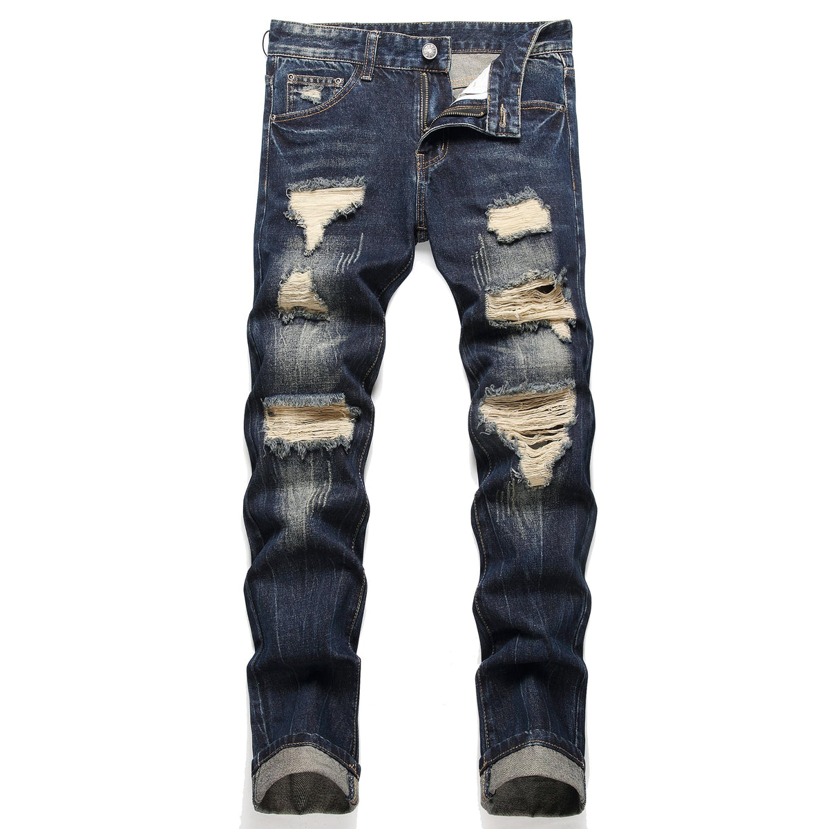 AITITIA Men's Ripped Regular Fit Jeans