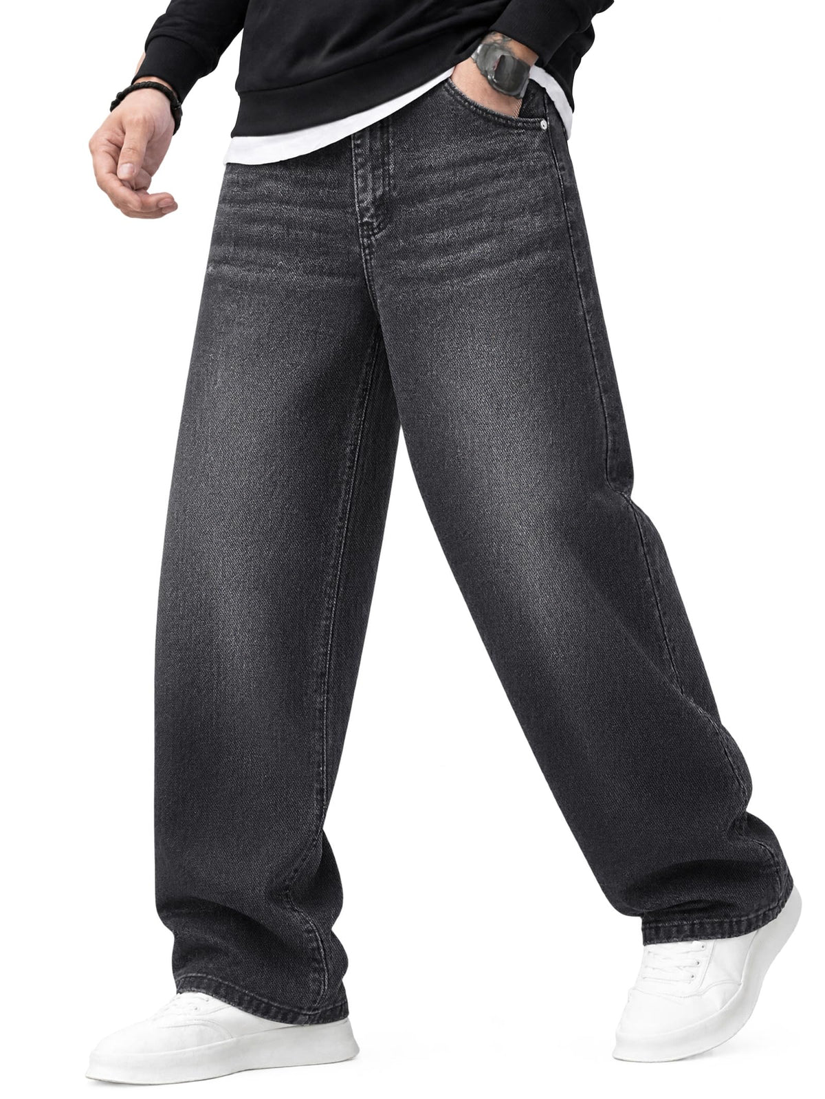EMMIOL Men's Baggy Jeans Y2K Cargo Jeans Wide Leg Denim Pants
