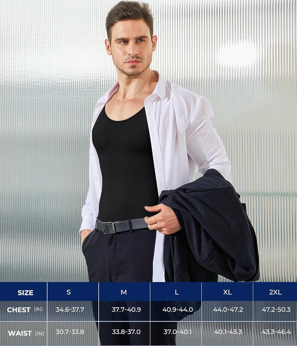 TAILONG Mens Shapewear Tummy Control Bodysuit Sleeveless Compression Shirts Slimming Body Shaper Fajas Para Hombres