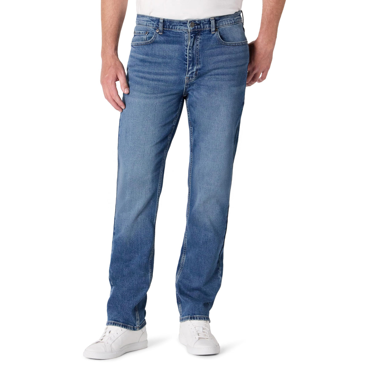 Amazon Essentials Men's Straight-Fit Jeans, Midweight Vintage Inspired Denim, Fitted Through Hip and Thigh