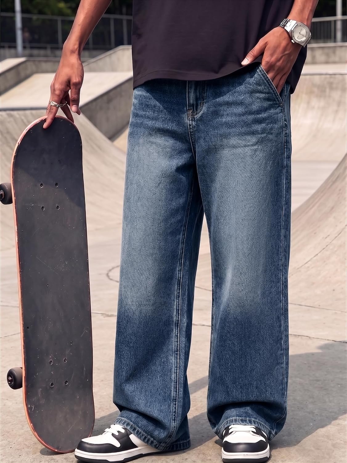 EMMIOL Men's Baggy Jeans Y2K Cargo Jeans Wide Leg Denim Pants