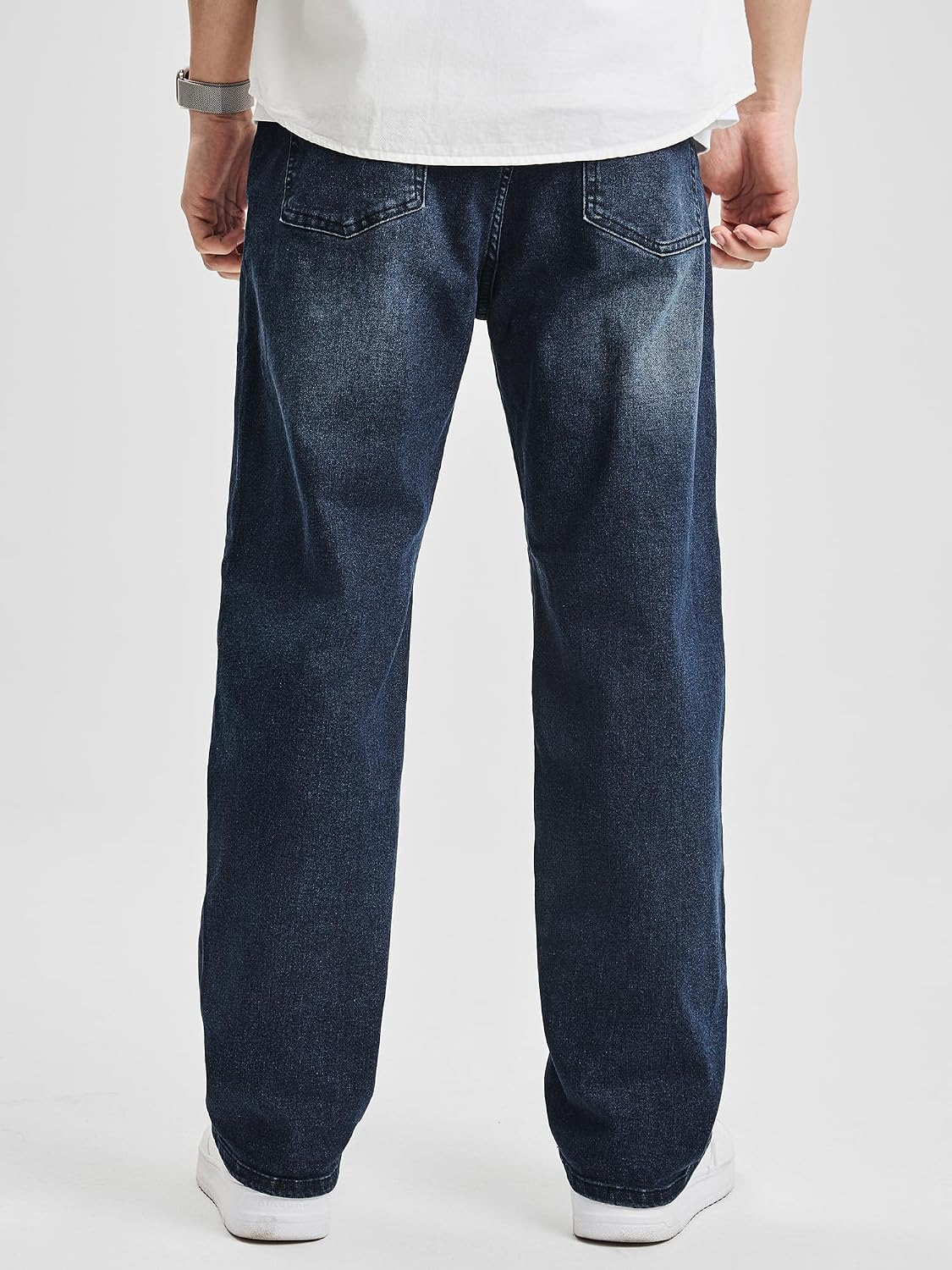 JMIERR Men's Baggy Denim Pants Stretch Wide Leg Jeans