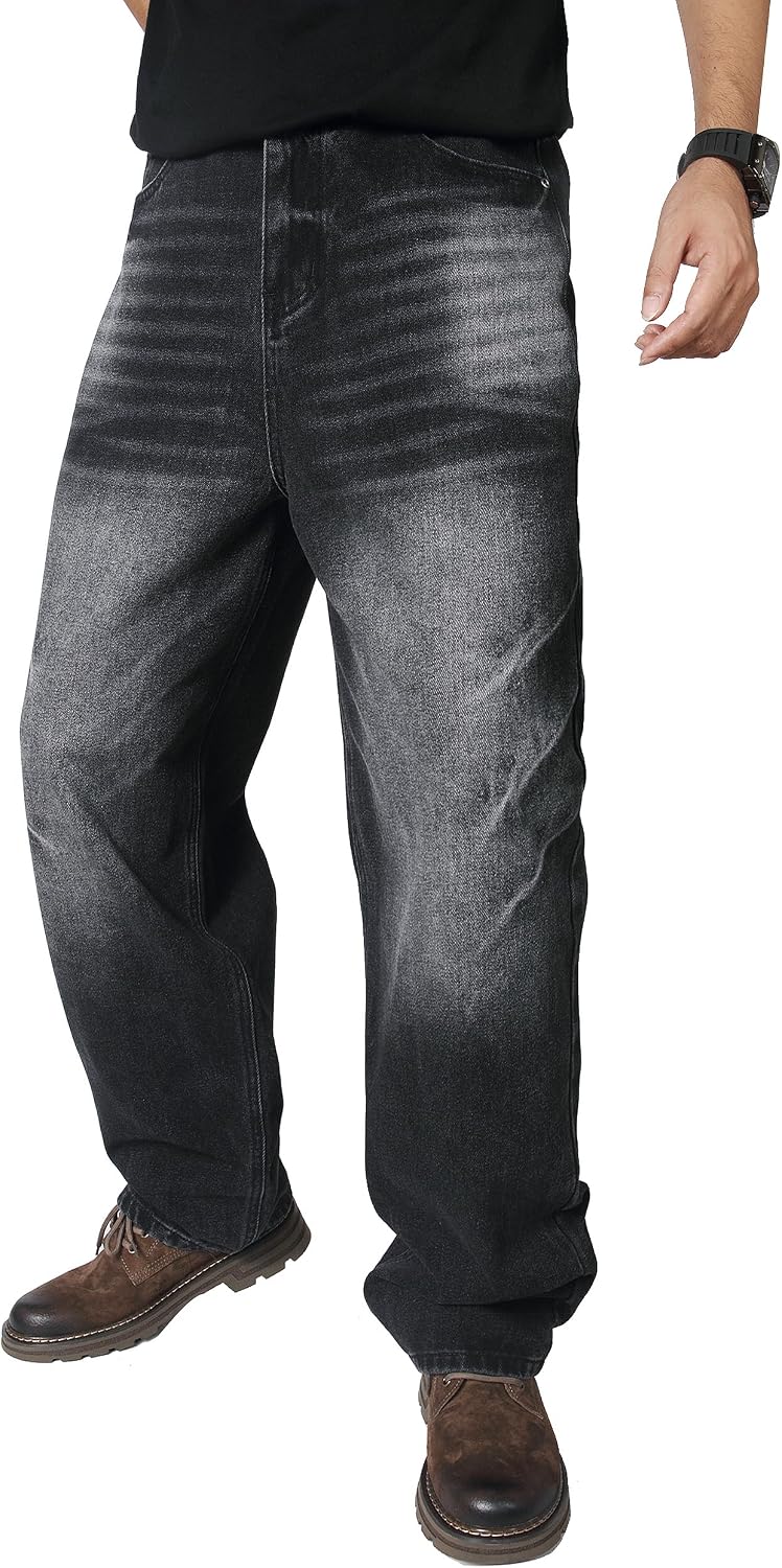 AITITIA Men's Wash Wide Leg Baggy Jeans