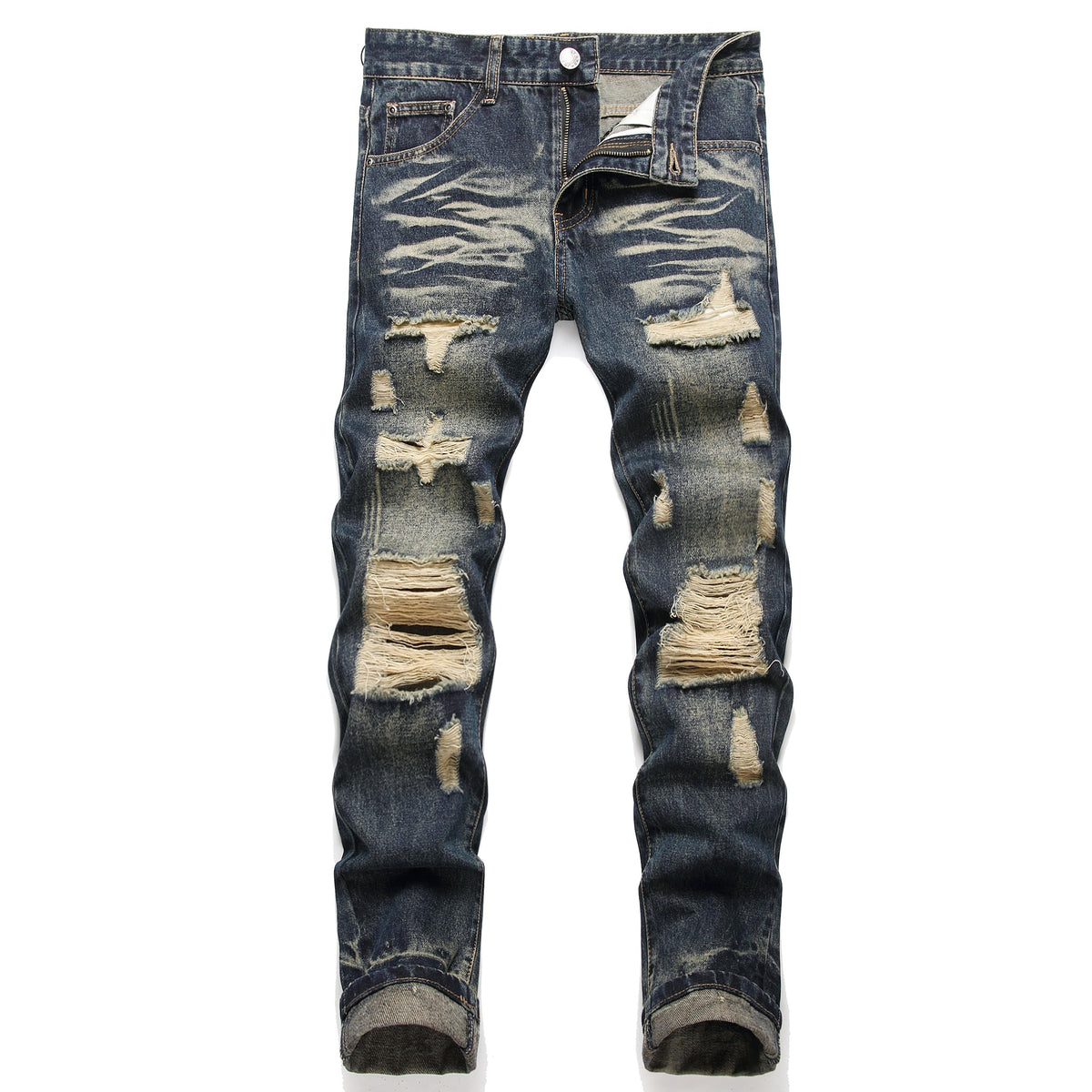 AITITIA Men's Ripped Regular Fit Jeans
