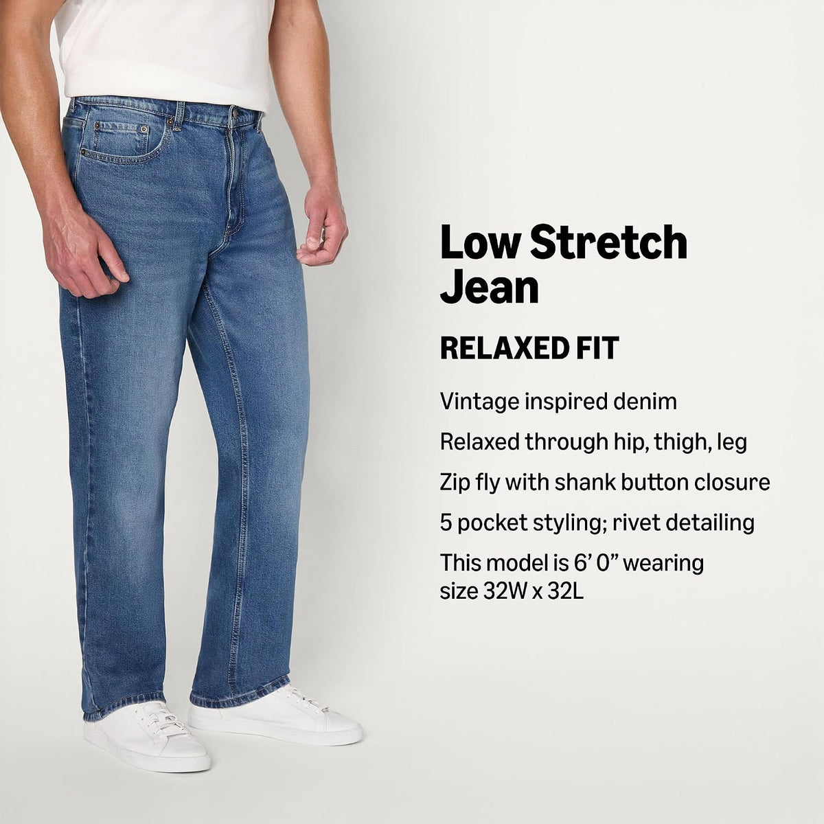 Amazon Essentials Men's Relaxed-Fit Heavyweight Rigid Jeans, 5 Pocket Styling