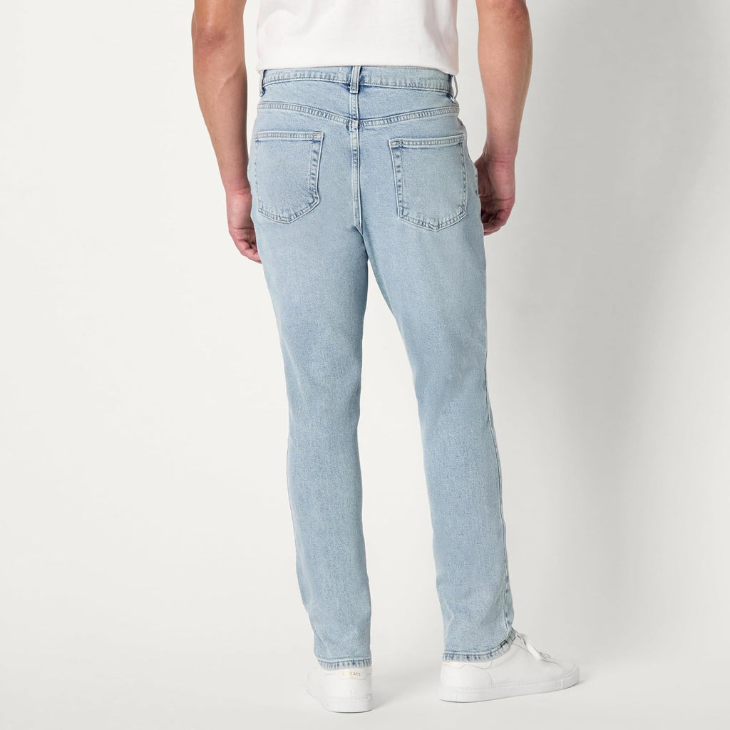 Amazon Essentials Men's Low Stretch Slim-Fit Jean, Tapered Leg, Vintage Inspired Midweight Denim