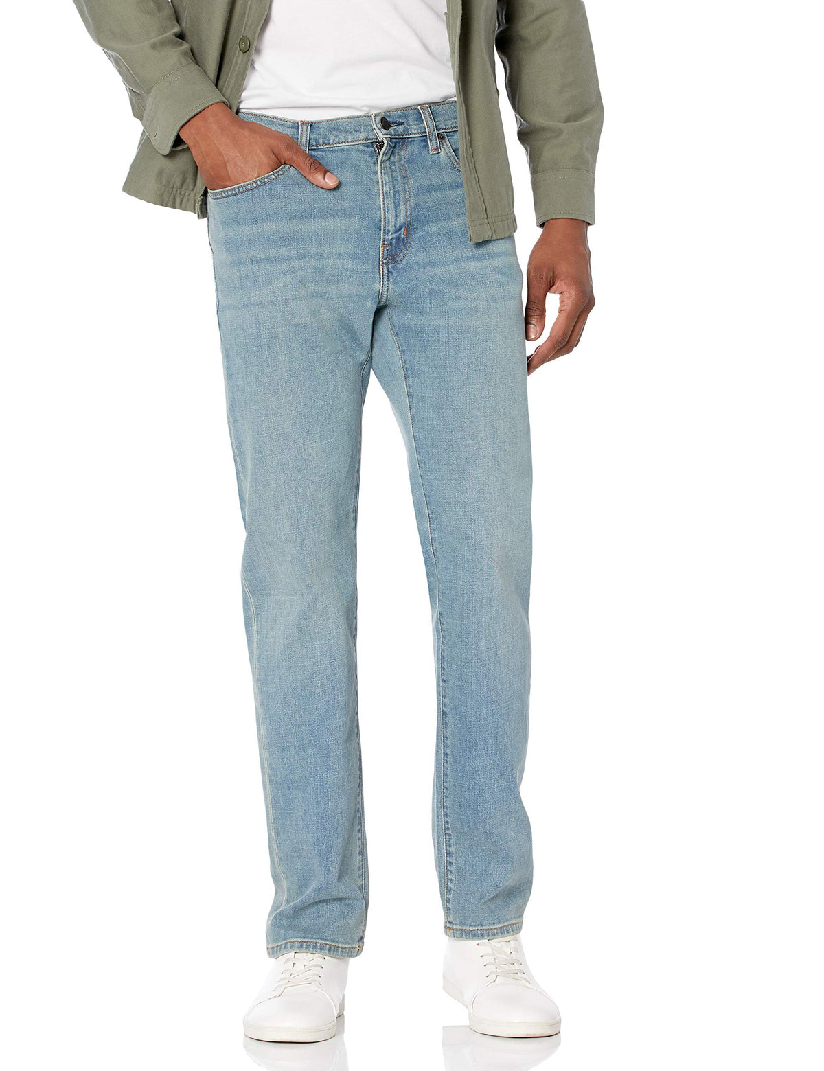 Amazon Essentials Men's Straight-Fit Stretch Jean, Light-Stretch Denim