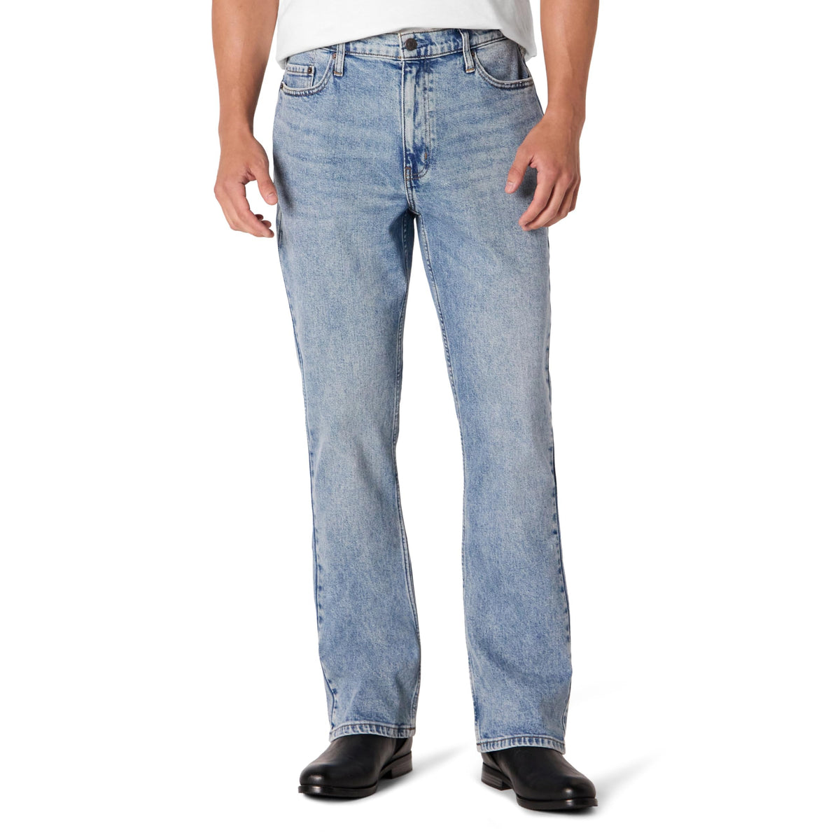 Amazon Essentials Men's Heavyweight Denim Straight-Fit Bootcut Jeans with 5 Pocket Styling, Zip Fly, Stretch
