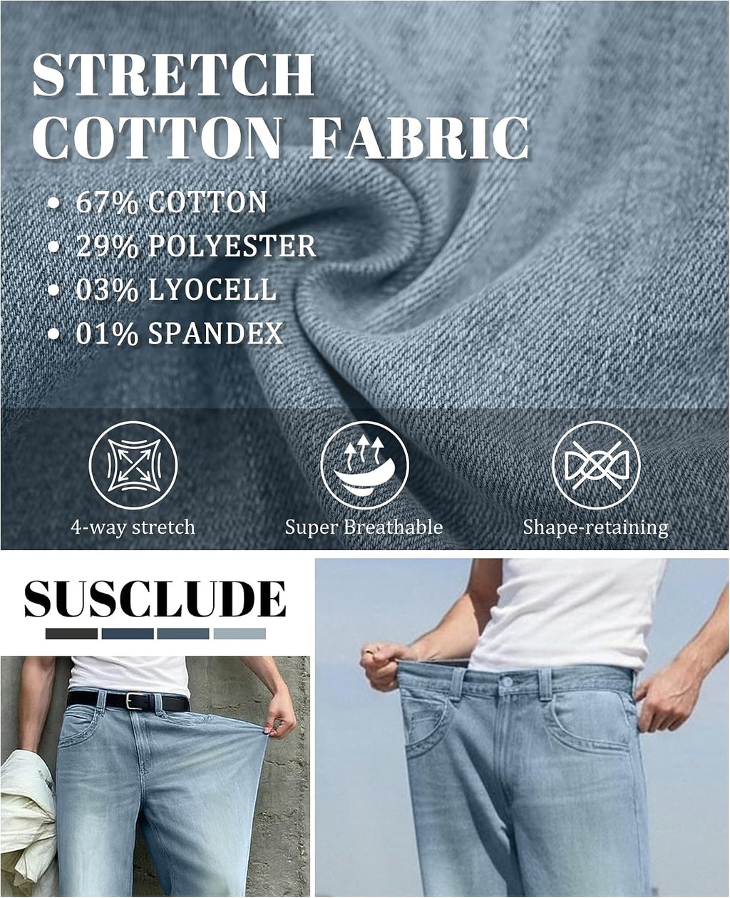Mens Bootcut Baggy Jeans Stretch Flared Wide Leg Old Money Jeans Lightweight Breathable Vintage Stylish Casual Denim Pants