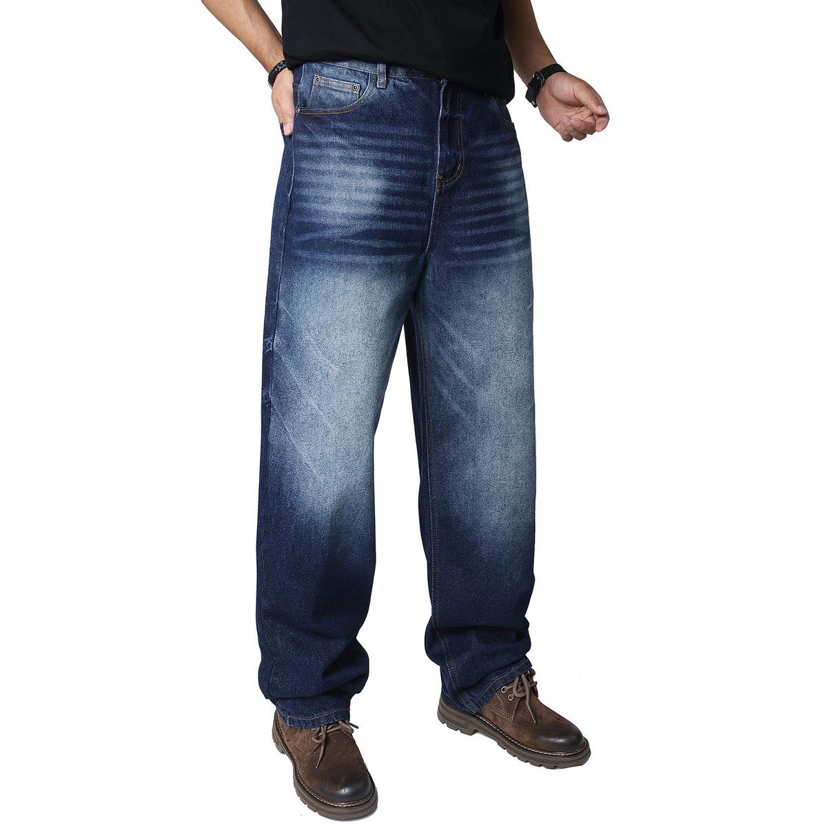 AITITIA Men's Wash Wide Leg Baggy Jeans
