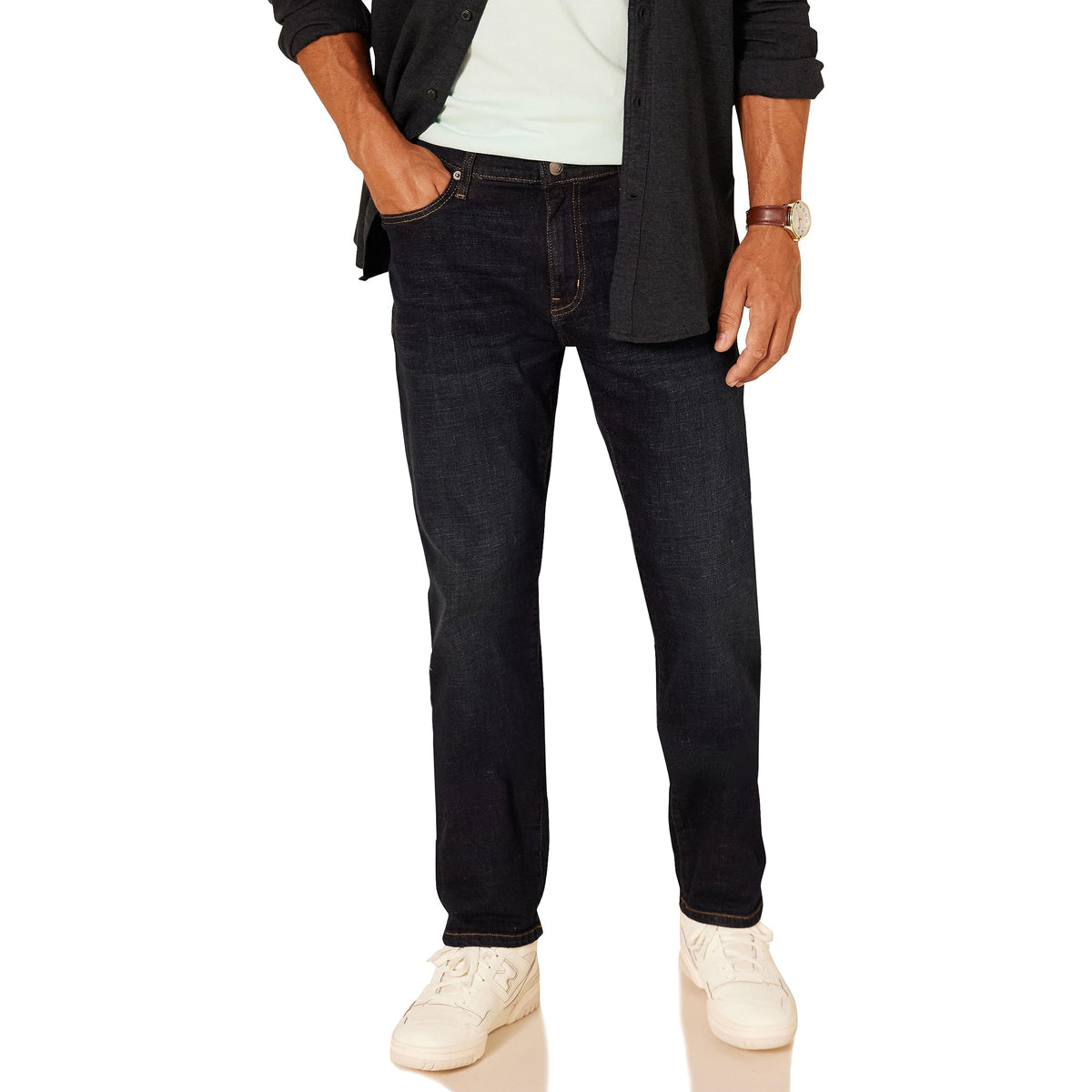 Amazon Essentials Men's Straight-Fit Stretch Jean, Light-Stretch Denim