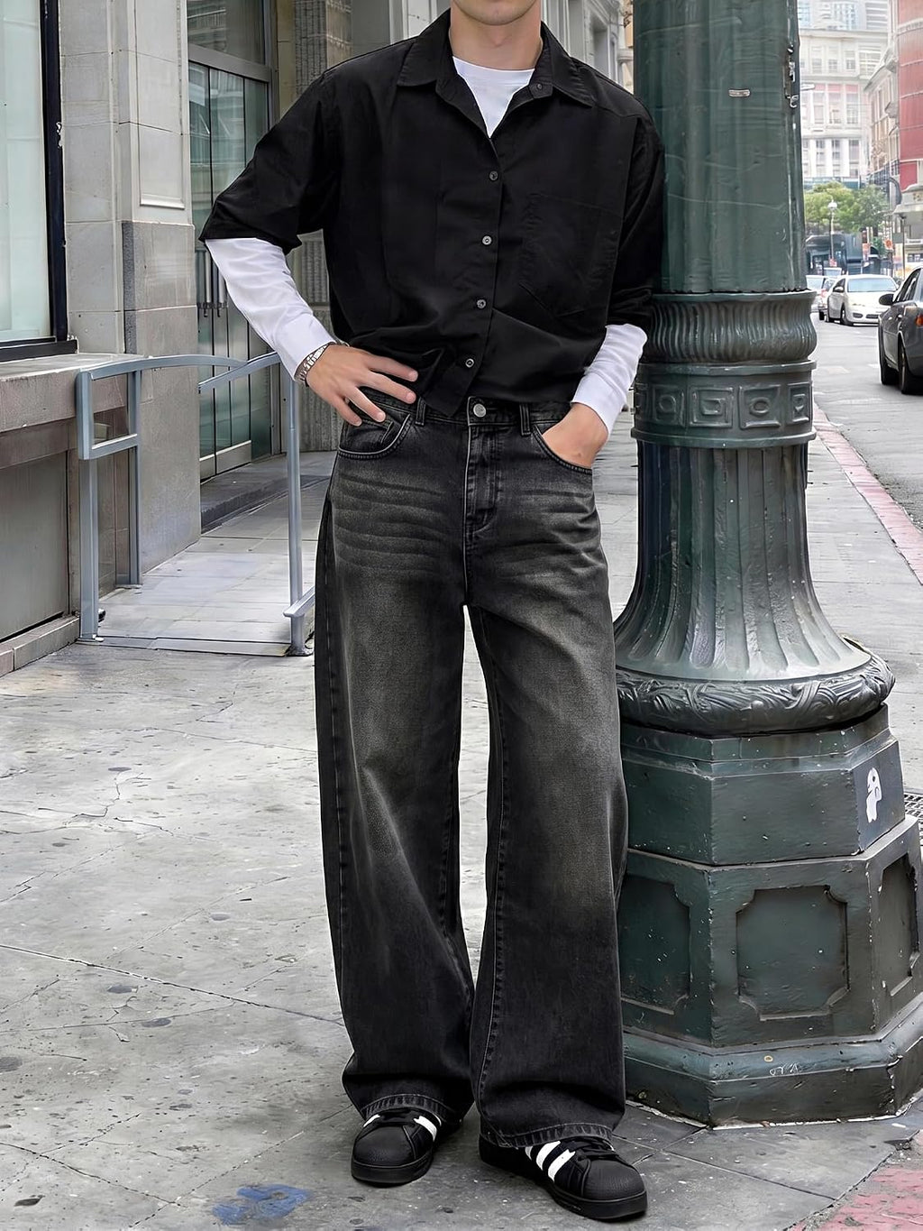 Comdecevis Men's Baggy Fit Jean Pants