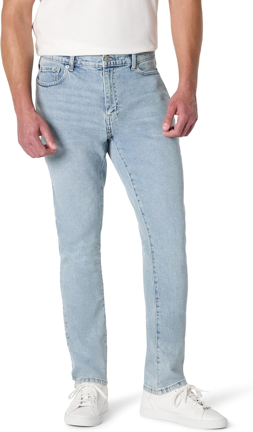 Amazon Essentials Men's Low Stretch Slim-Fit Jean, Tapered Leg, Vintage Inspired Midweight Denim