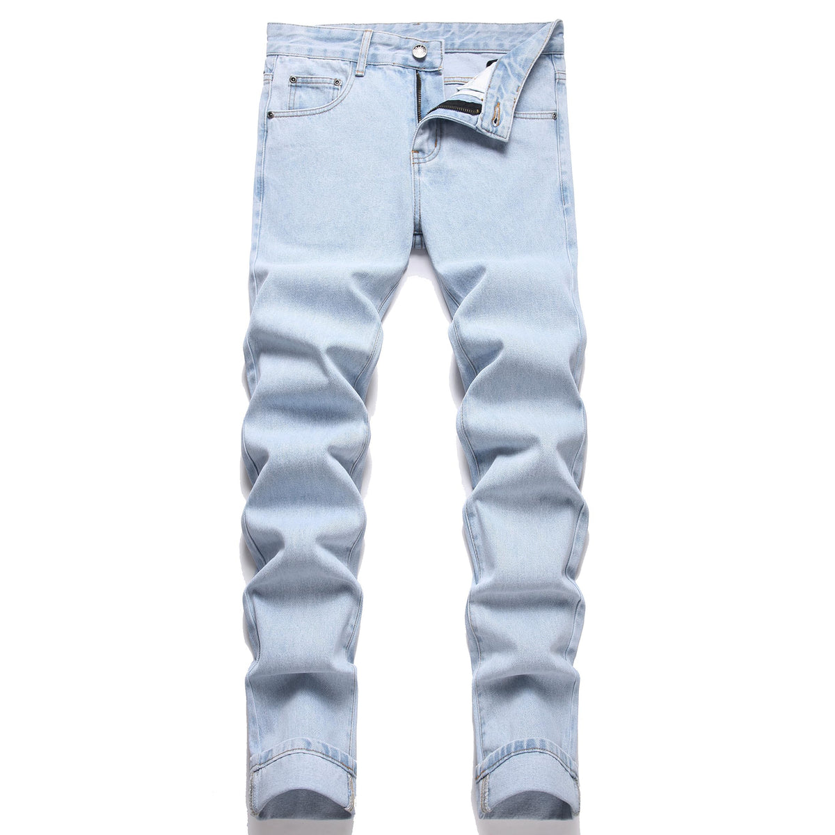 OIIIO Men's Ripped Slim Fit Straight Leg Jean Denim Pant