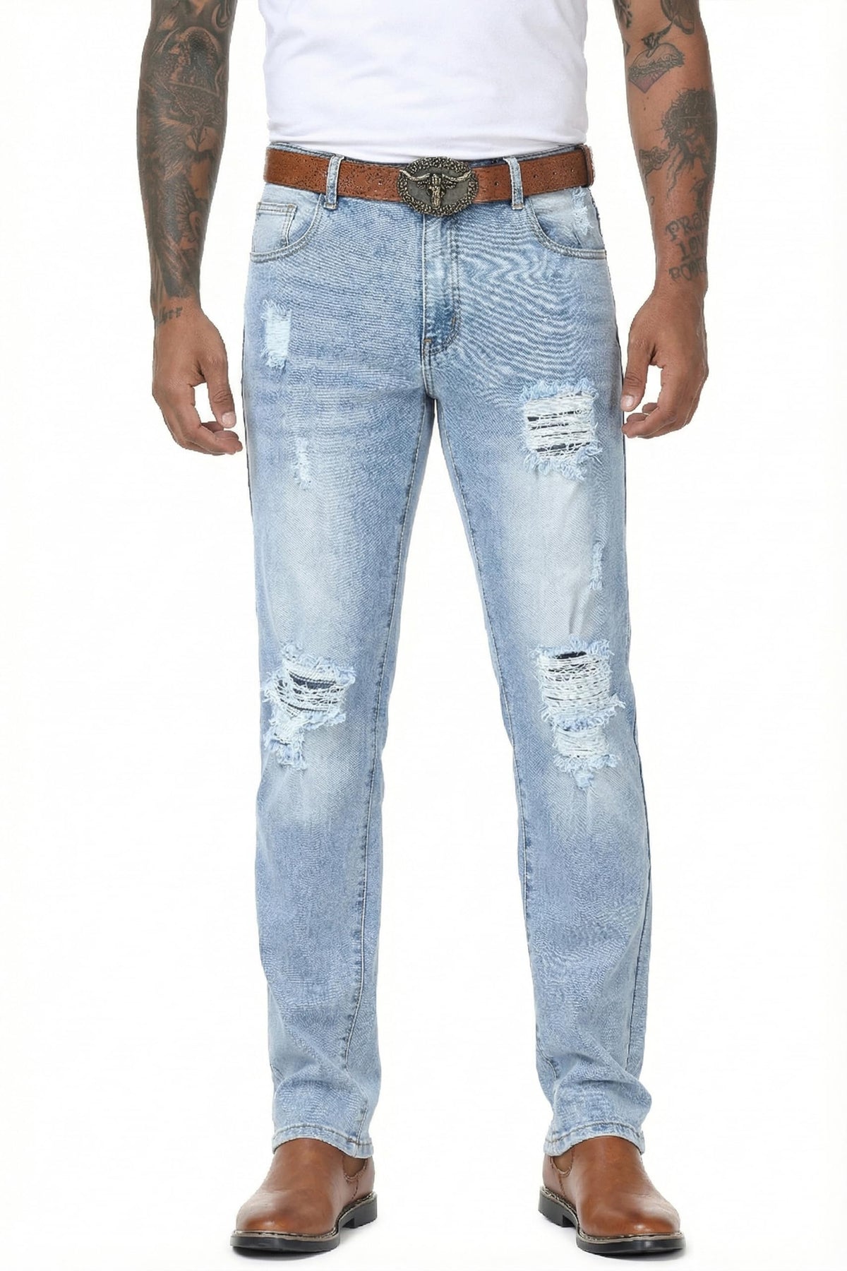 MZNBURAM Men's Stretch Regular Fit Straight-Leg Jeans - Cowboy Cotton Fashion Comfort Flex Waist Denim Pants